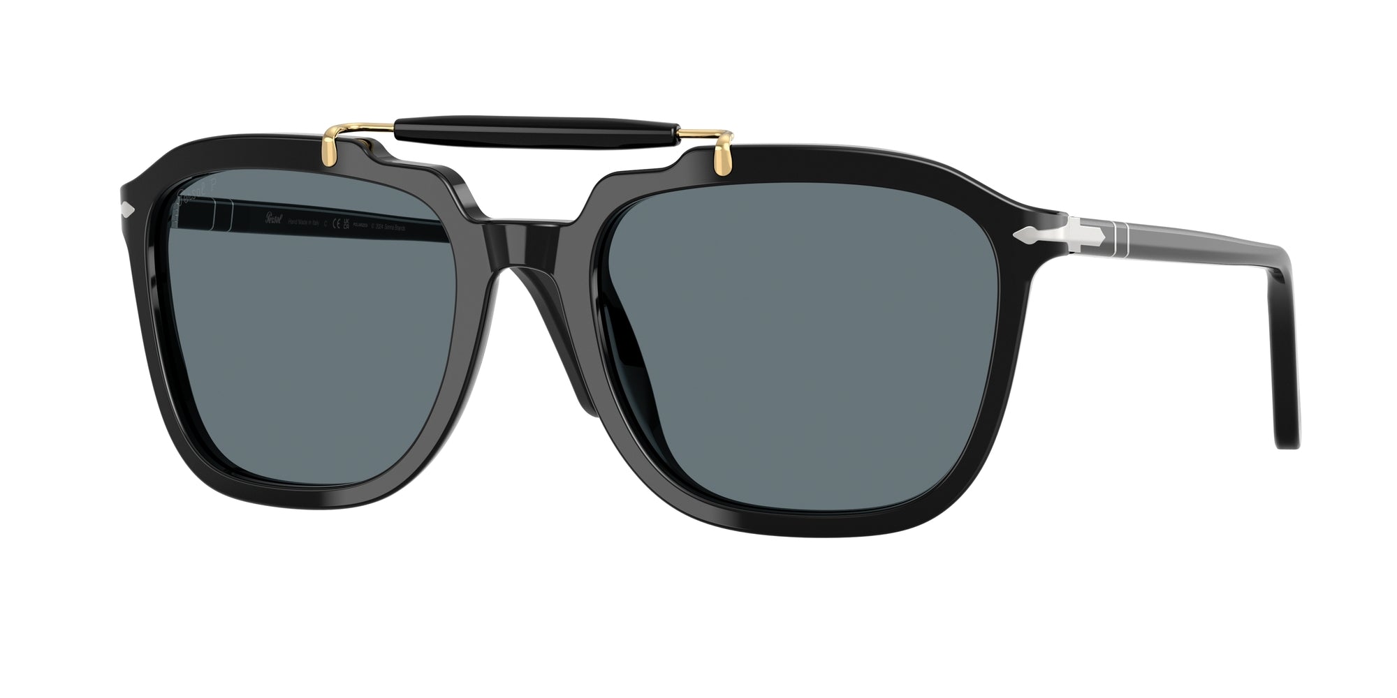 Persol Unisex Persol PO0203S 95/3R Occhiali da sole Acetato Nero Blu Squadrata Polarizzata
