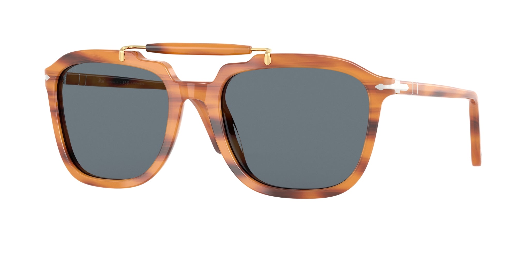 Persol Unisex Persol PO0203S 960/R5 Occhiali da sole Acetato Tartaruga Blu Squadrata Normale