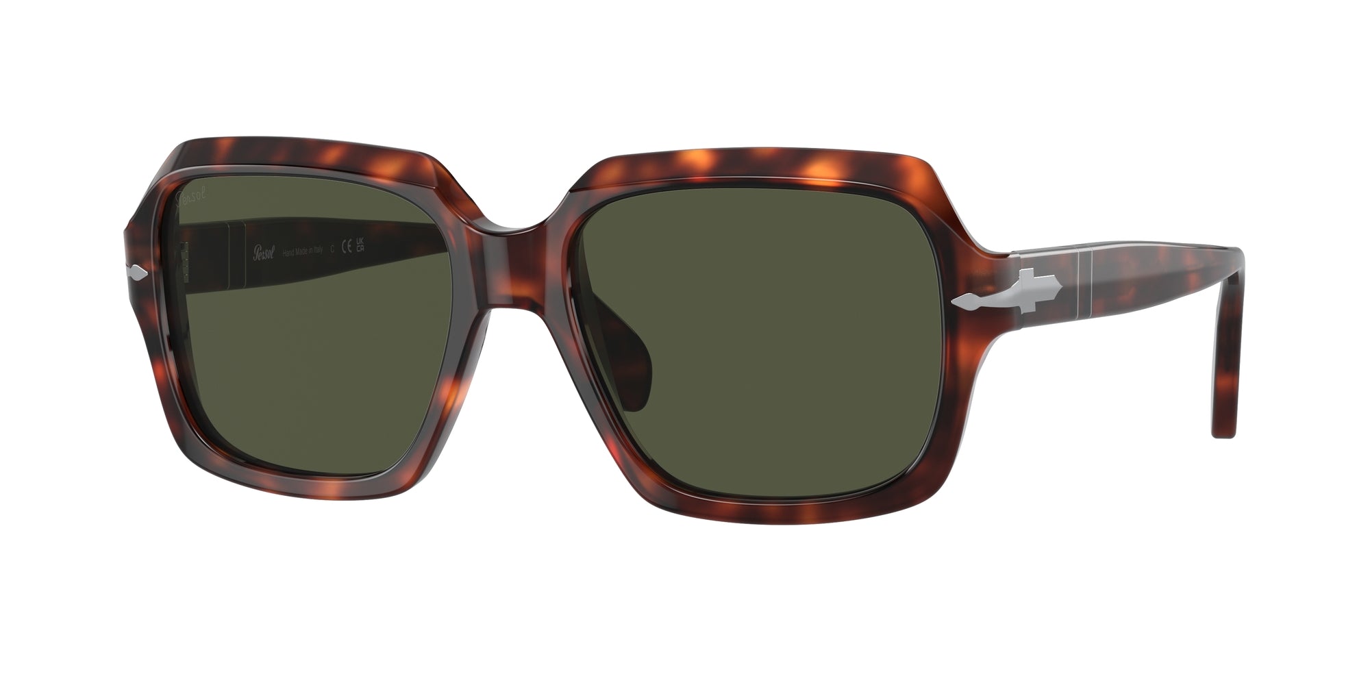 Persol Unisex Persol PO0581S 24/31 Occhiali da sole Acetato Tartaruga Verde Squadrata Normale