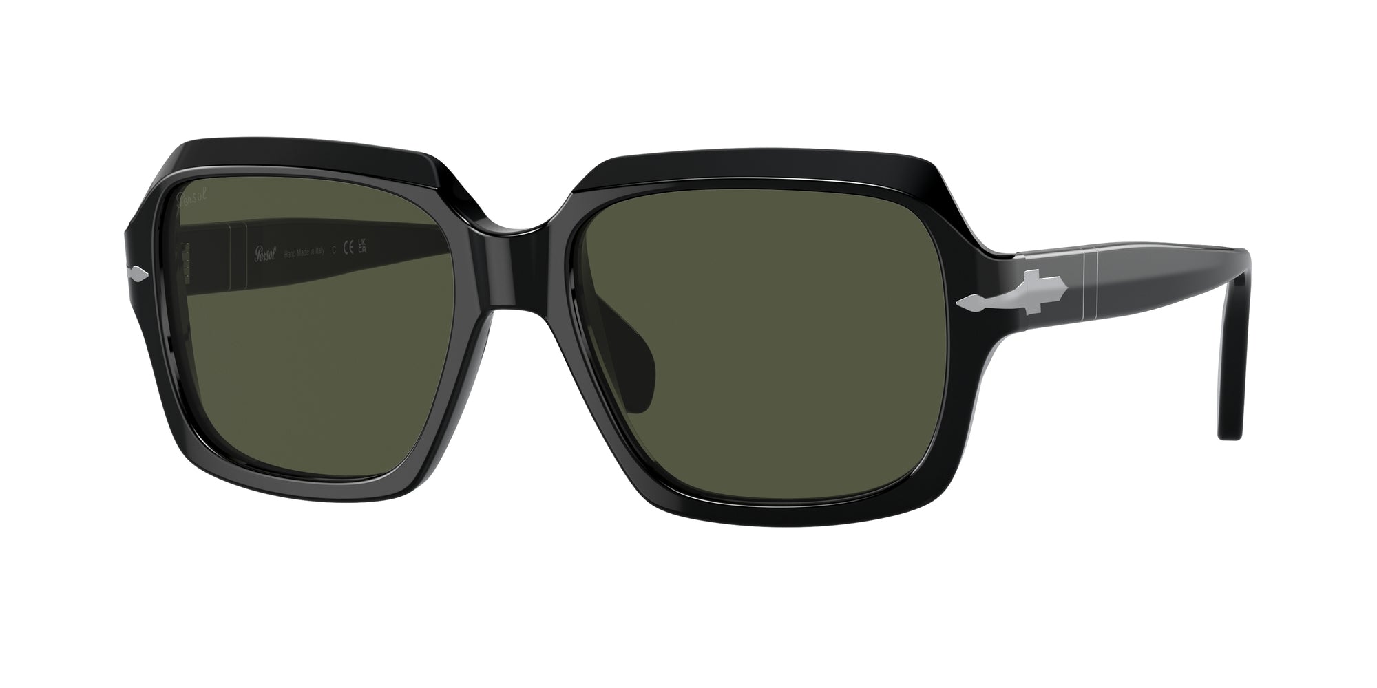 Persol Unisex Persol PO0581S 95/31 Occhiali da sole Acetato Nero Verde Squadrata Normale