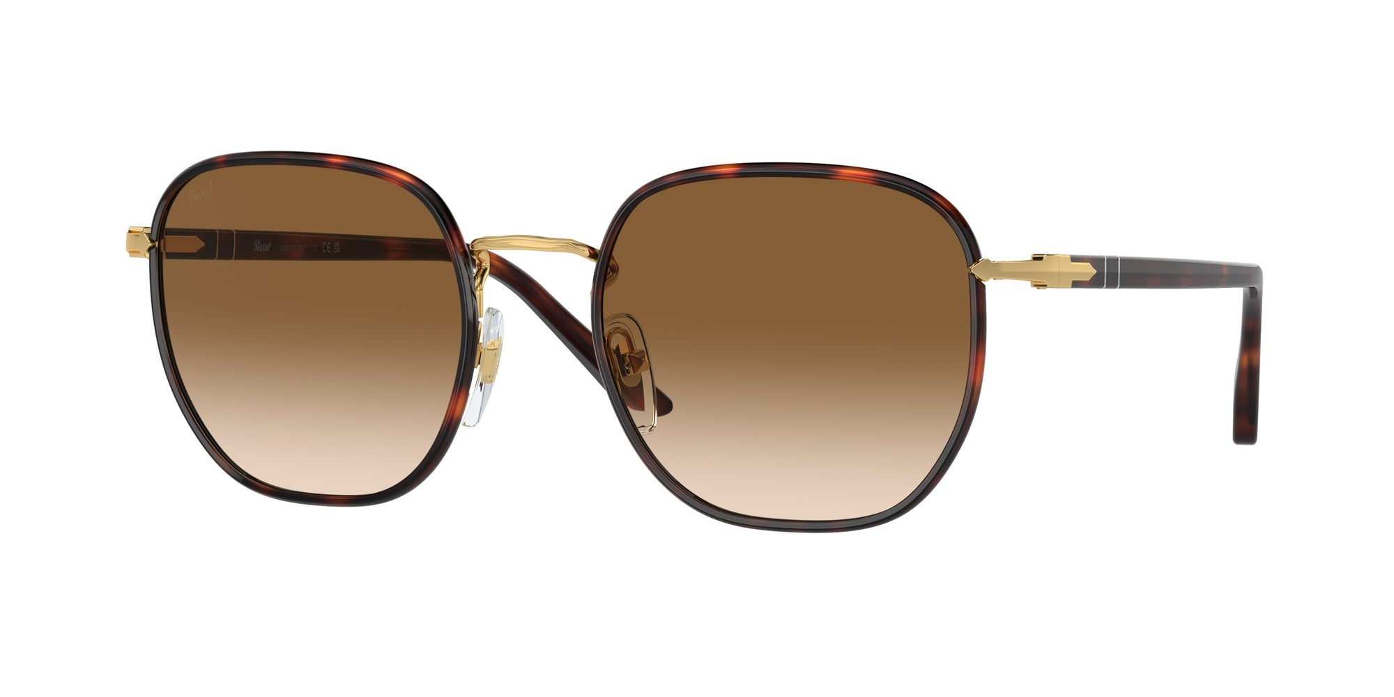 Persol Unisex Persol PO1015SJ 112651 Occhiali da sole Metallo Oro Marrone Geometrica Normale Sfumato