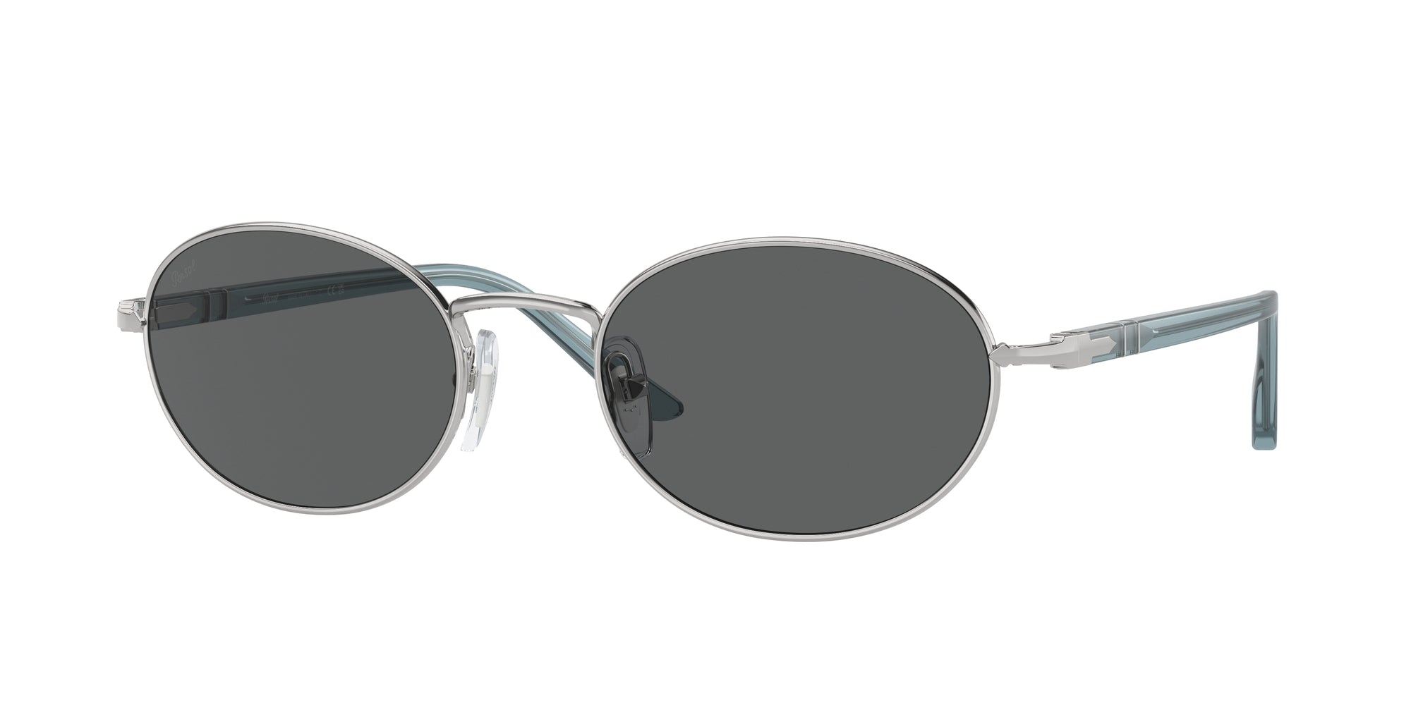 Persol Unisex Persol PO1018S IDA 518/B1 Occhiali da sole Metallo Argento Grigio Rotonda Normale