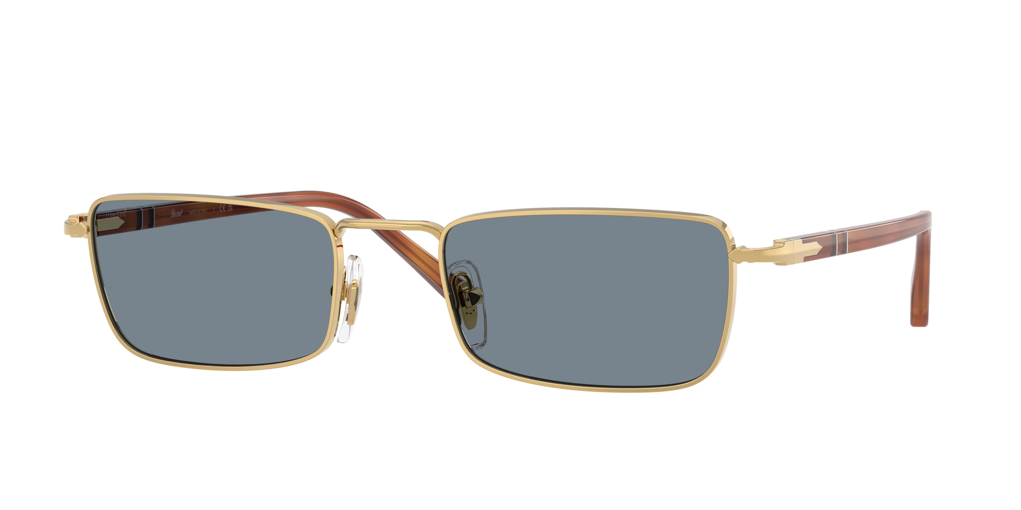 Persol Unisex Persol PO1025S 113256 Occhiali da sole Metallo Oro Blu Squadrata Normale