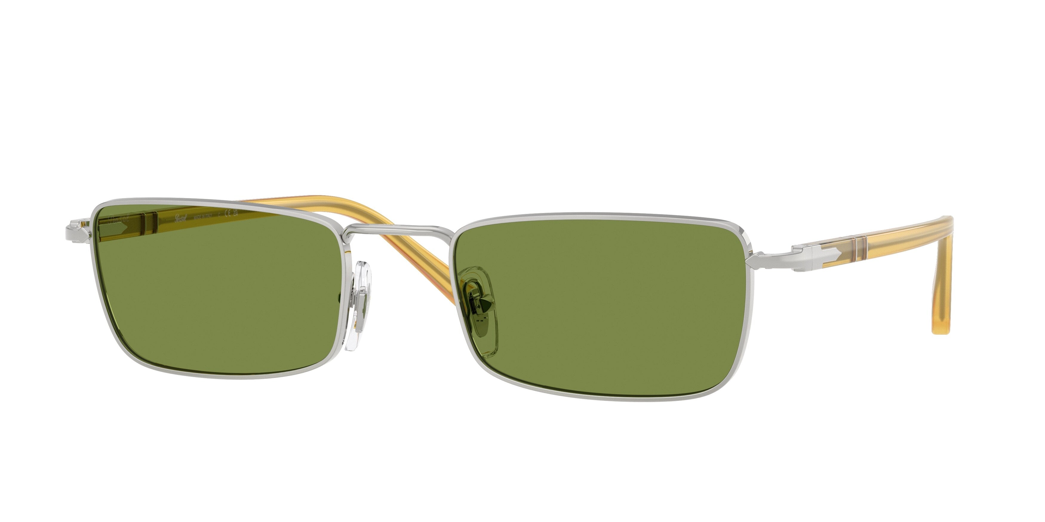 Persol Unisex Persol PO1025S 518/4E Occhiali da sole Metallo Argento Verde Squadrata Normale