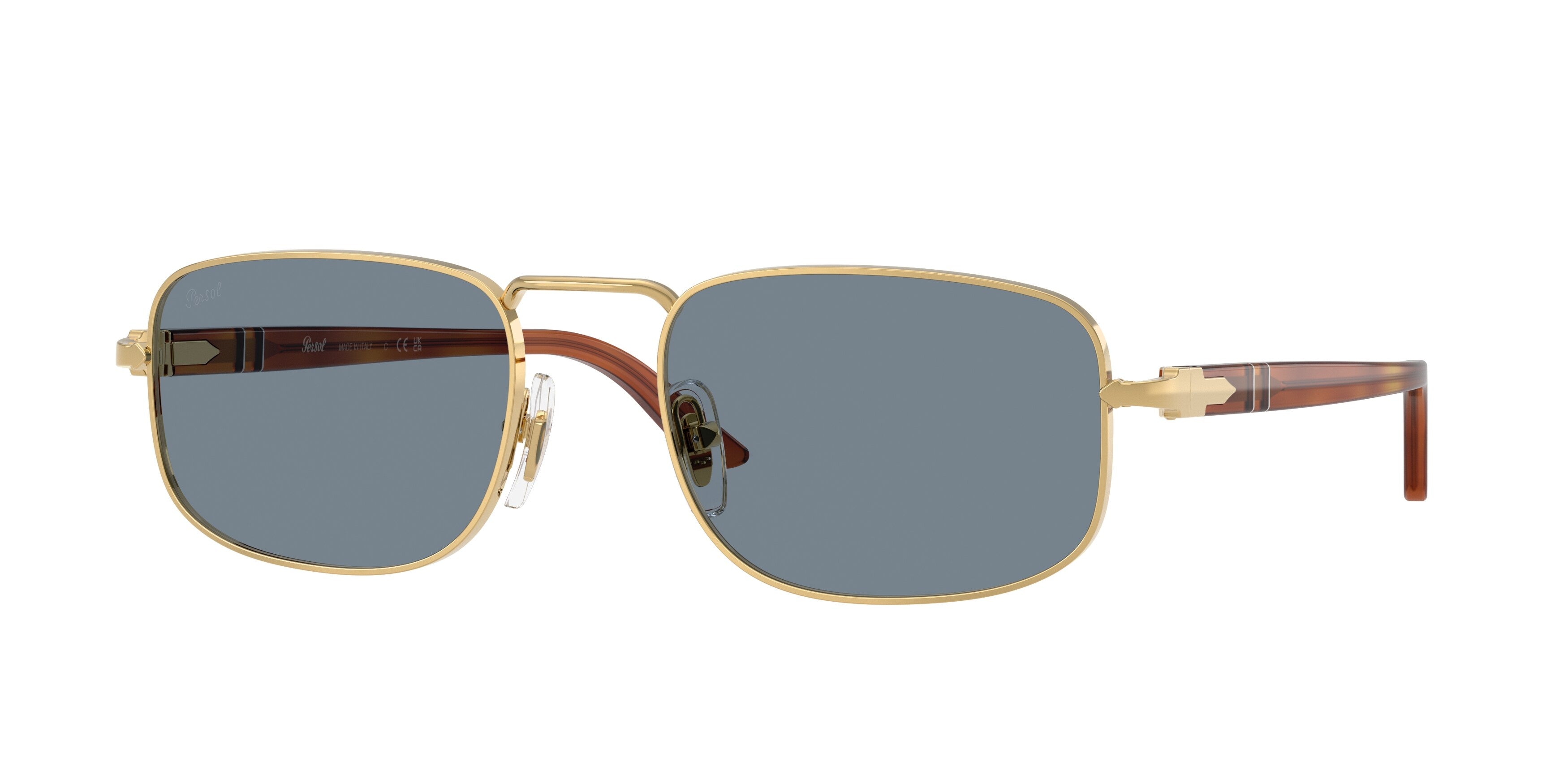 Persol Unisex Persol PO1027S 113256 Occhiali da sole Metallo Oro Blu Pillow Normale