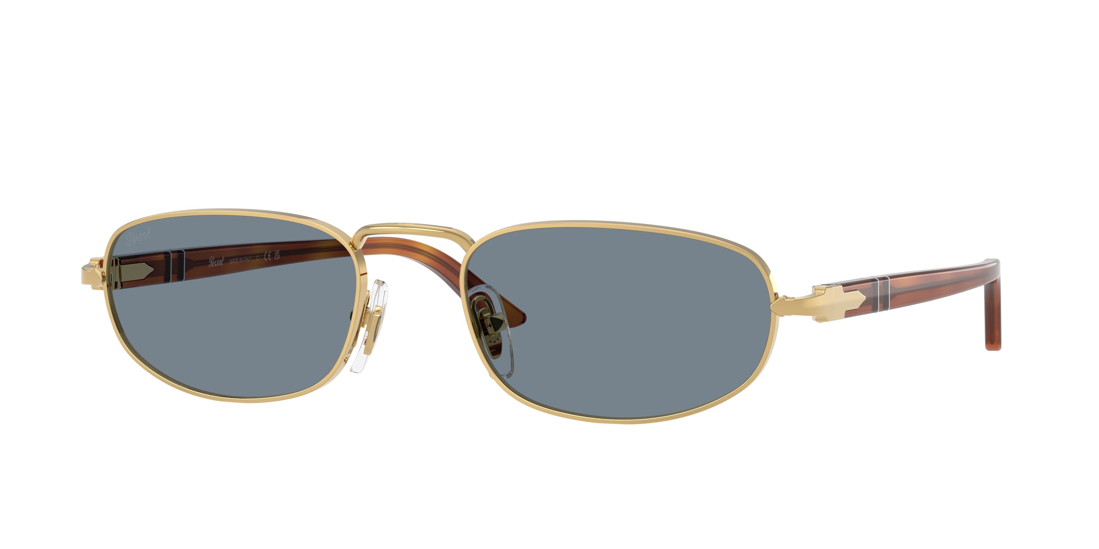 Persol Unisex Persol PO1028S 113256 Occhiali da sole Metallo Oro Blu Pillow Normale