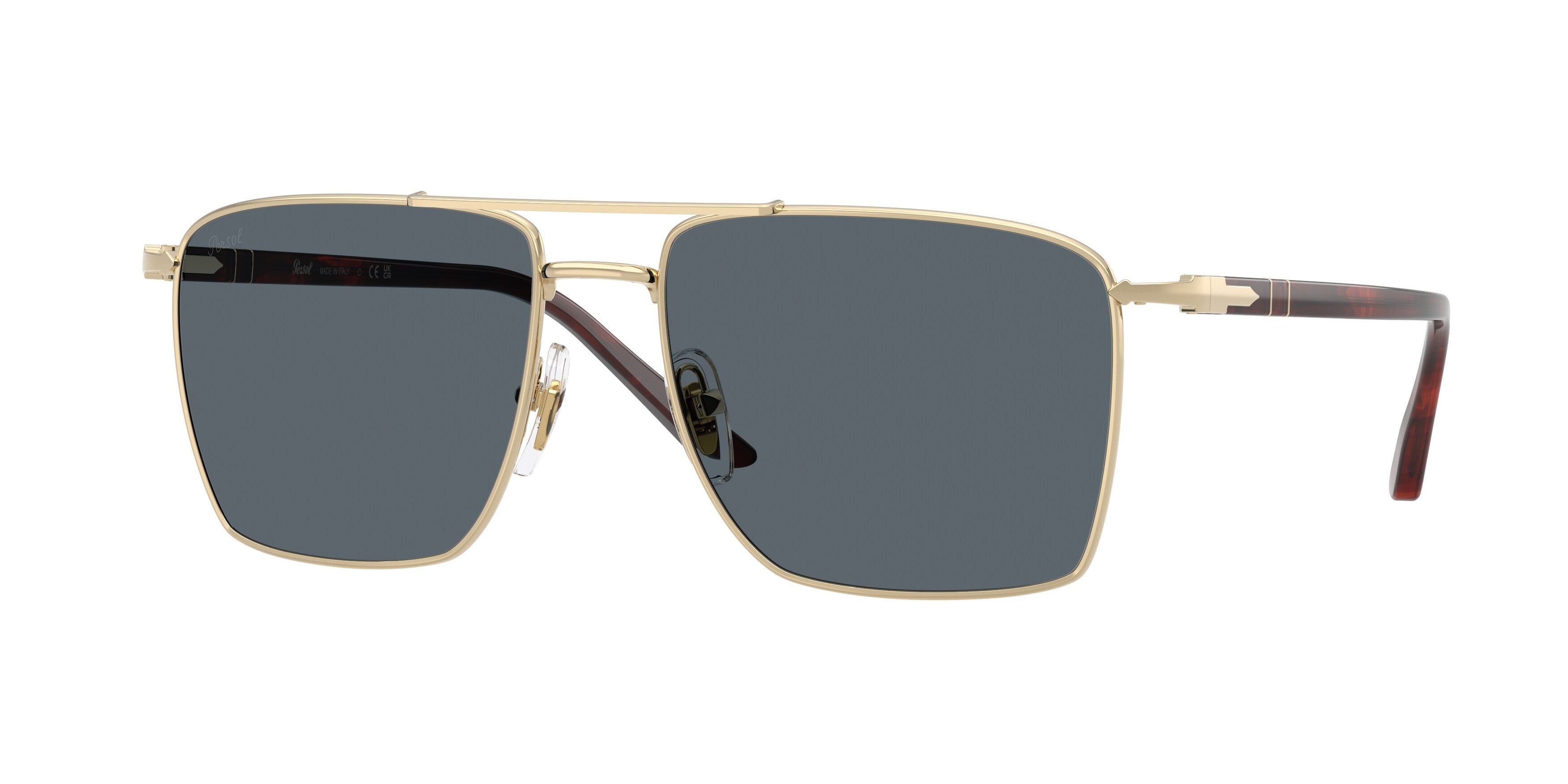 Persol Unisex Persol PO1031S 1076R5 Occhiali da sole Acciaio Oro Blu Squadrata Normale