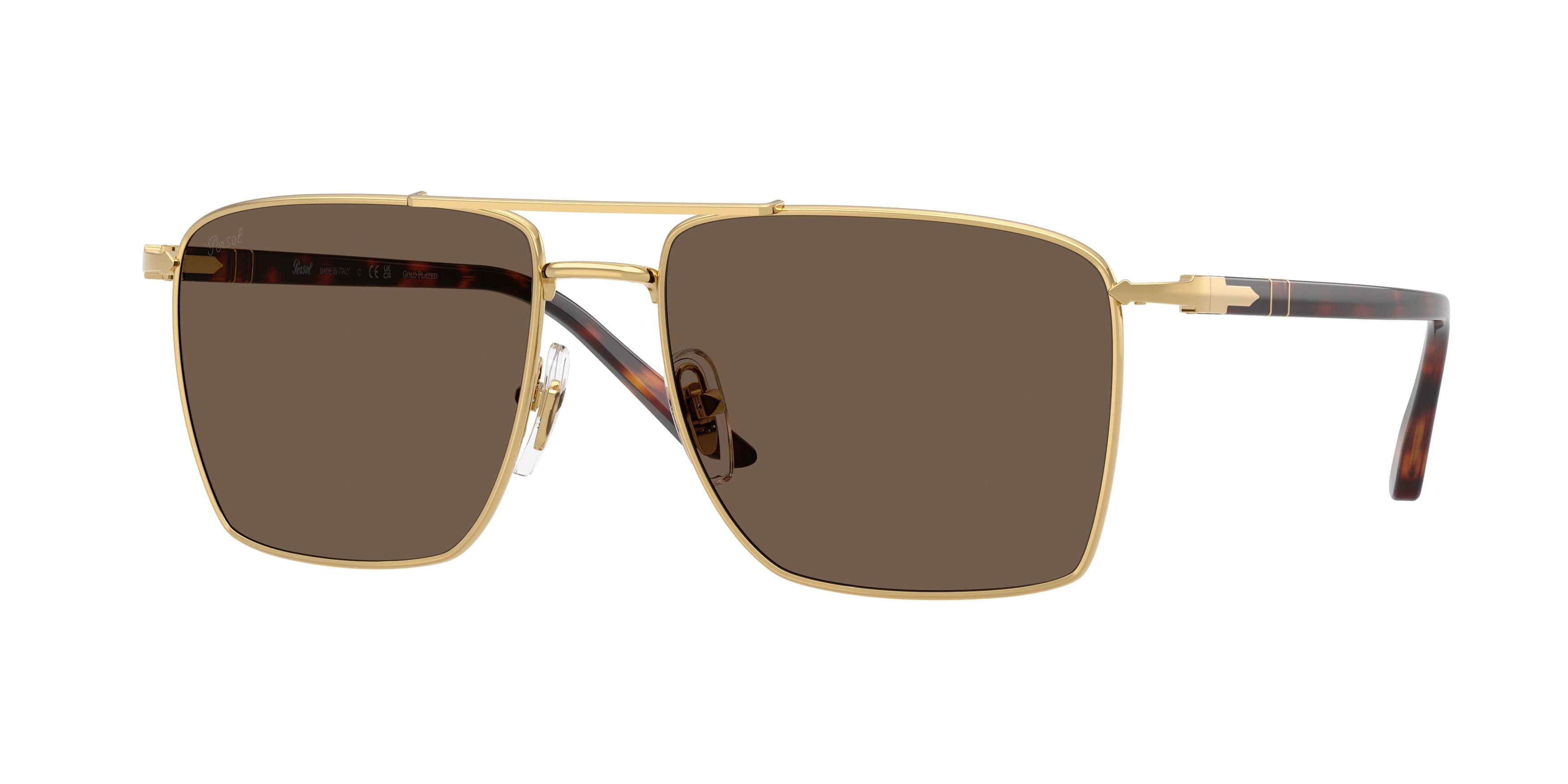 Persol Unisex Persol PO1031S 11568T Occhiali da sole Acciaio Oro Marrone Squadrata Normale Persol Unisex Persol PO1031S 11568T Occhiali da sole Acciaio Oro Marrone Squadrata Normale