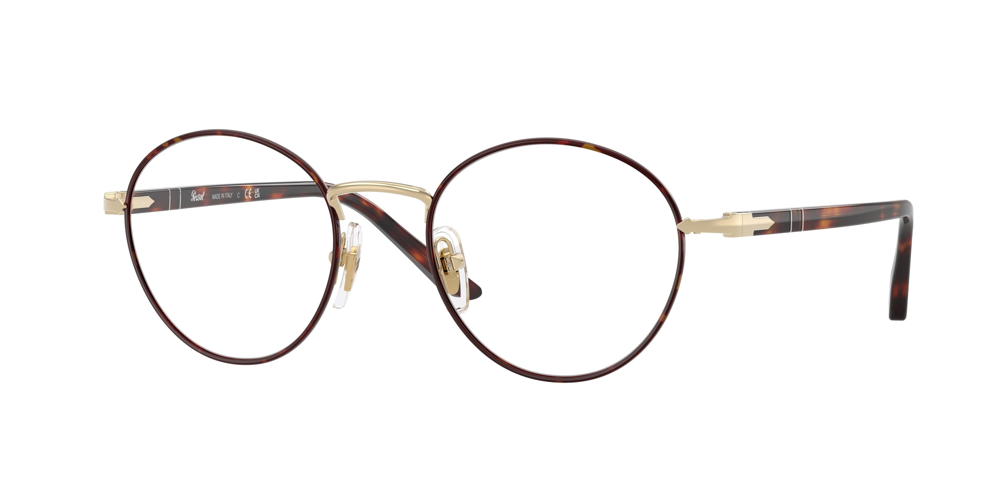 Persol Unisex Persol PO1032V 1075 Montature da vista Acciaio Tartaruga Trasparente Rotonda Normale