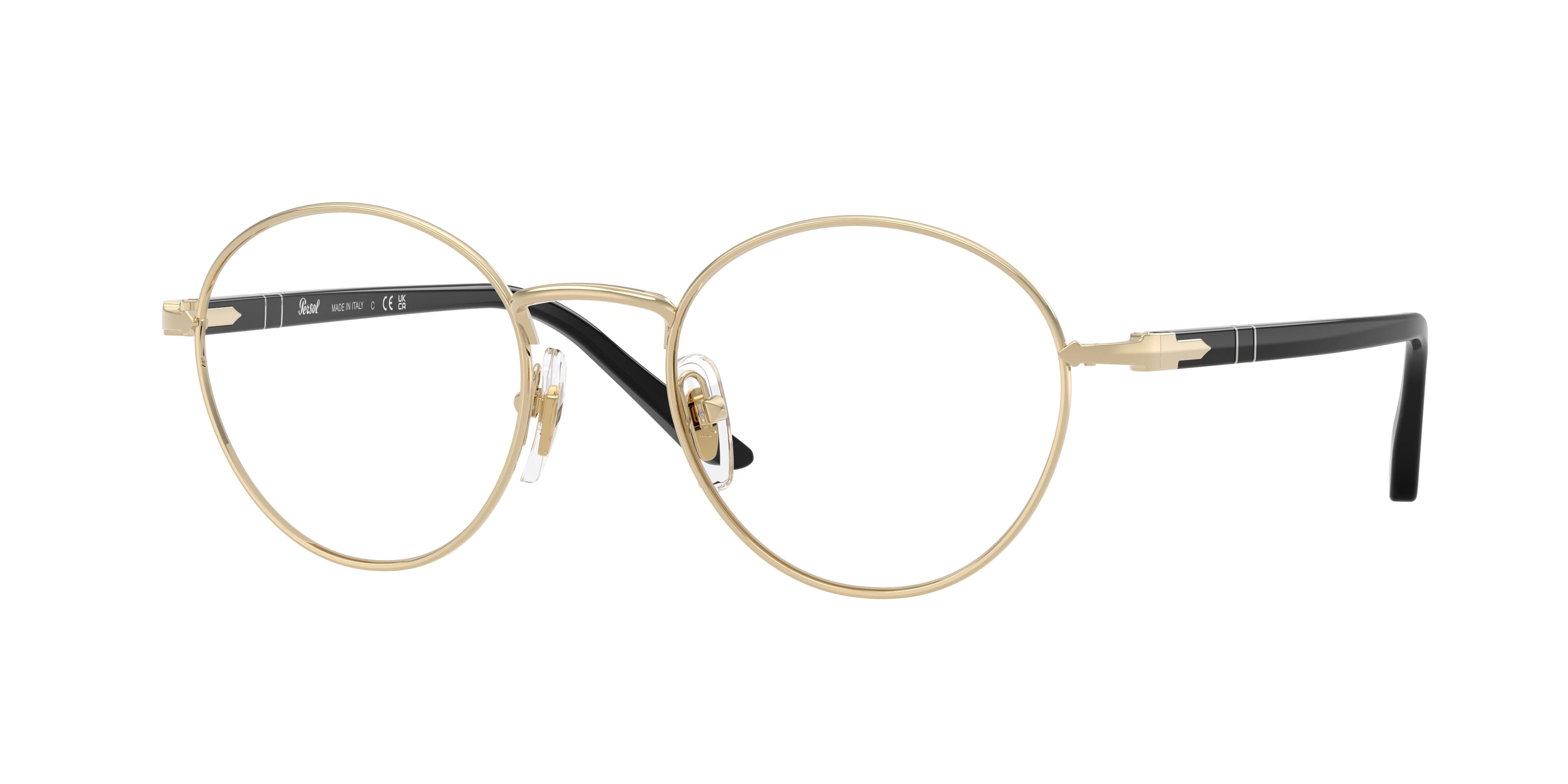 Persol Unisex Persol PO1032V 1076 Montature da vista Acciaio Oro Trasparente Rotonda Normale