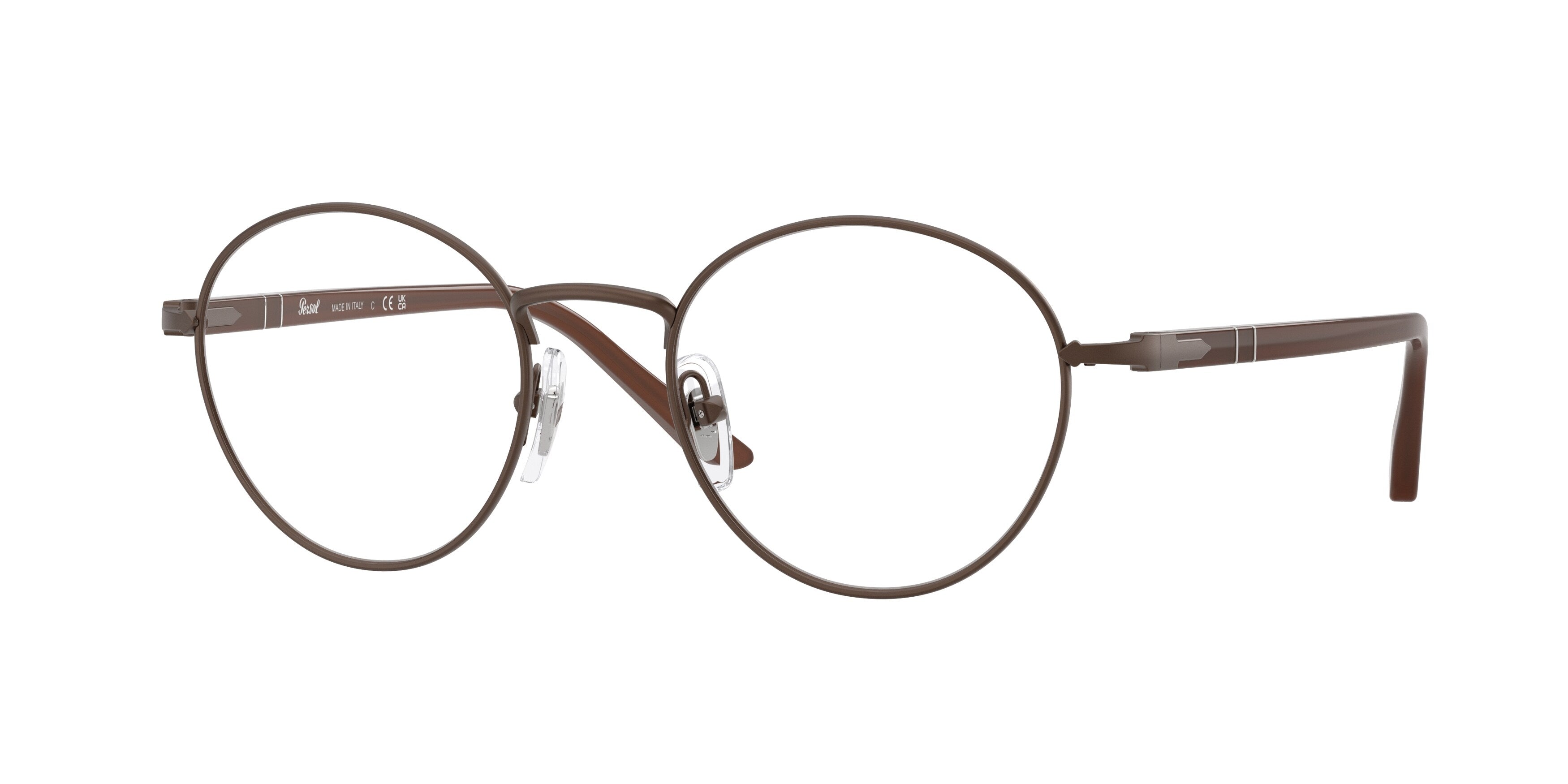 Persol Unisex Persol PO1032V 1133 Montature da vista Acciaio Bronzo Trasparente Rotonda Normale