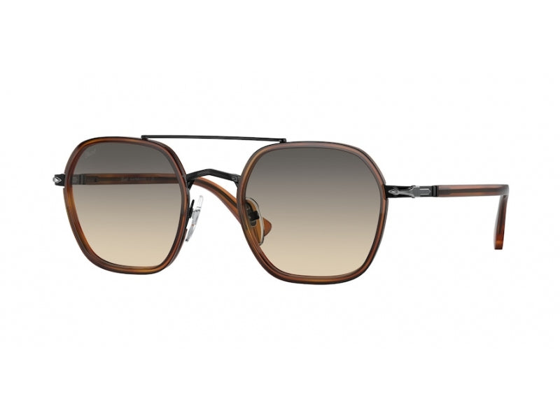 Persol Unisex Persol PO2480S 109132 Occhiali da sole Metallo Nero Azzurro Geometrica Sfumato
