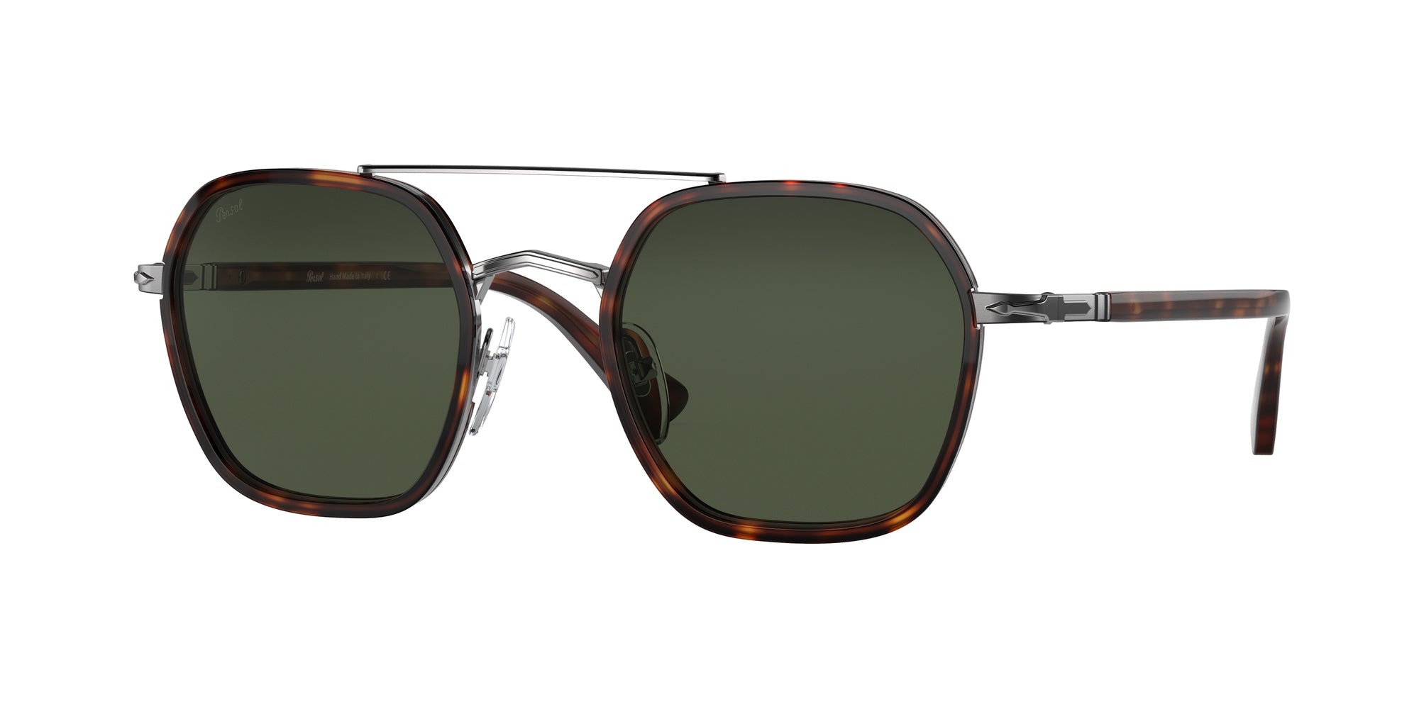Persol Unisex Persol PO2480S 513/31 Occhiali da sole Metallo Havana Verde Geometrica