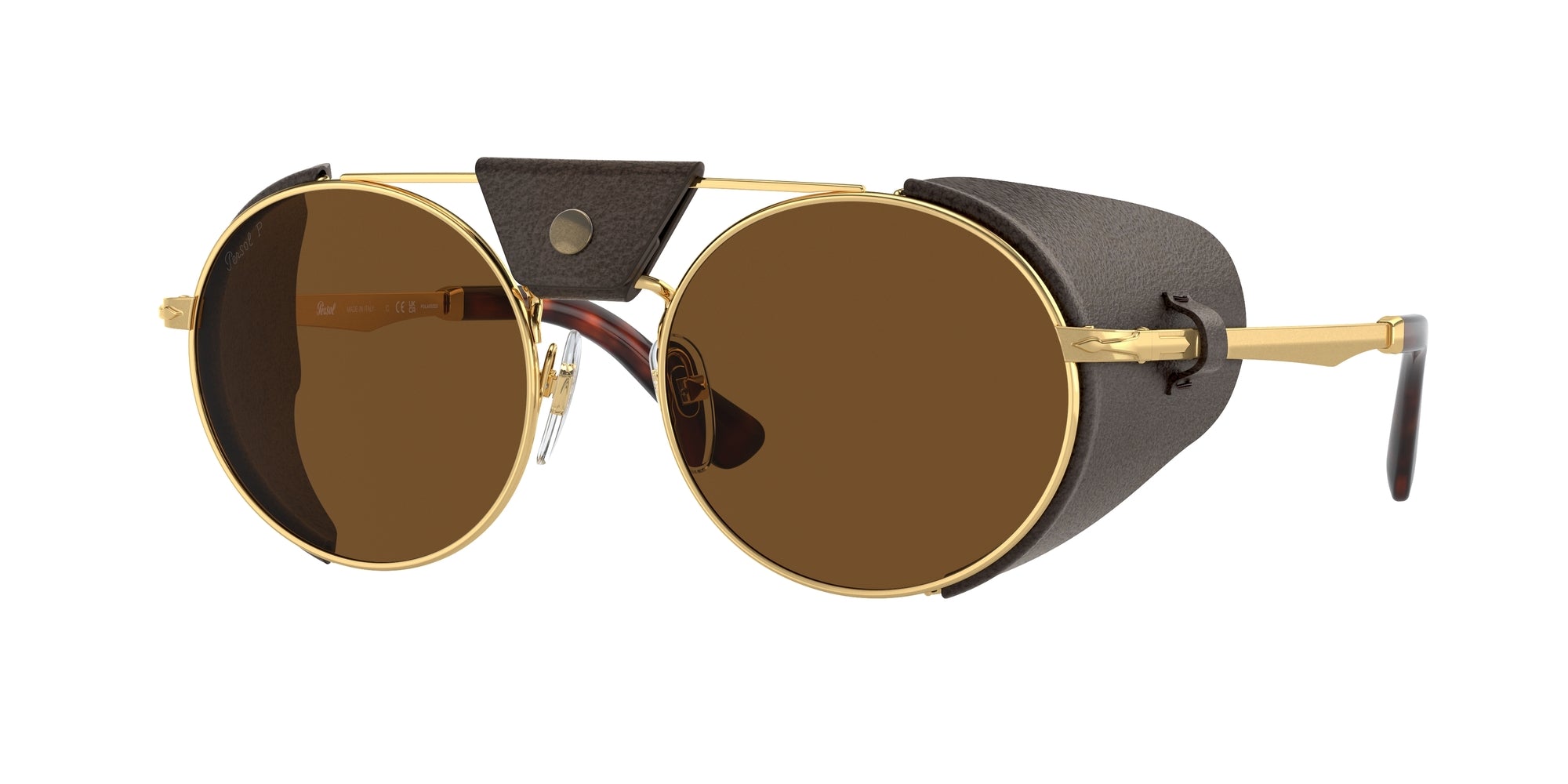 Persol Unisex Persol PO2496SZ 114057 Occhiali da sole Metallo Oro Marrone Rotonda Polarizzata