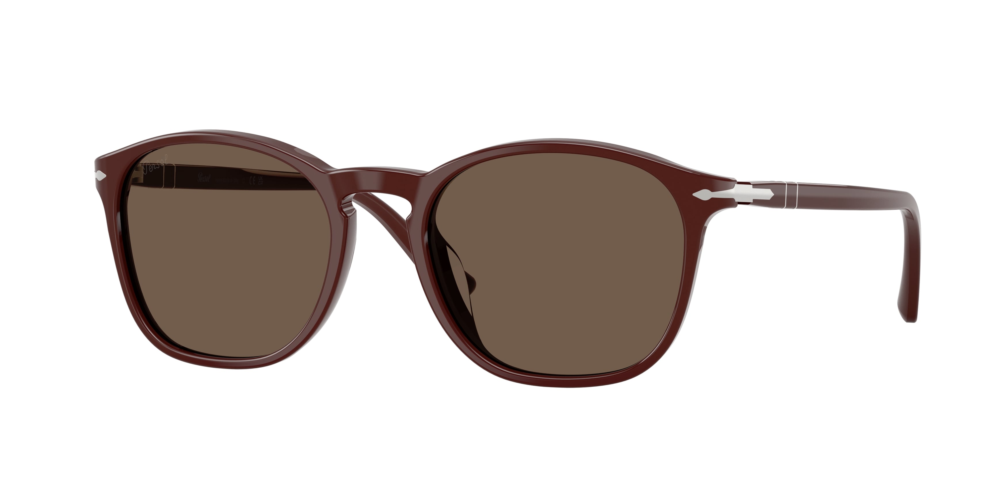 Persol Unisex Persol PO3007SX 12588T Occhiali da sole Acetato Rosso Marrone Squadrata Normale