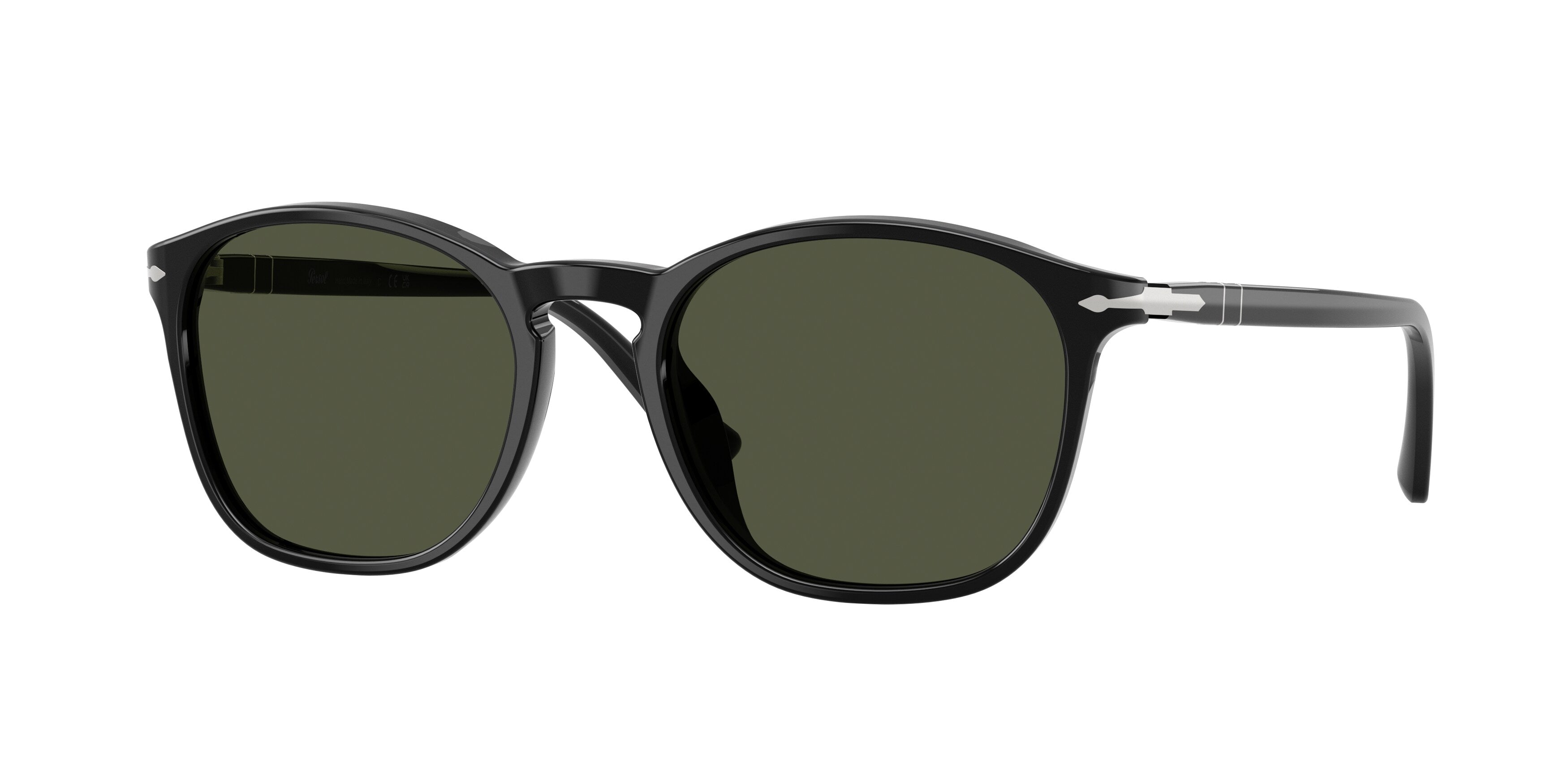 Persol Unisex Persol PO3007SX 95/31 Occhiali da sole Acetato Nero Verde Squadrata Normale
