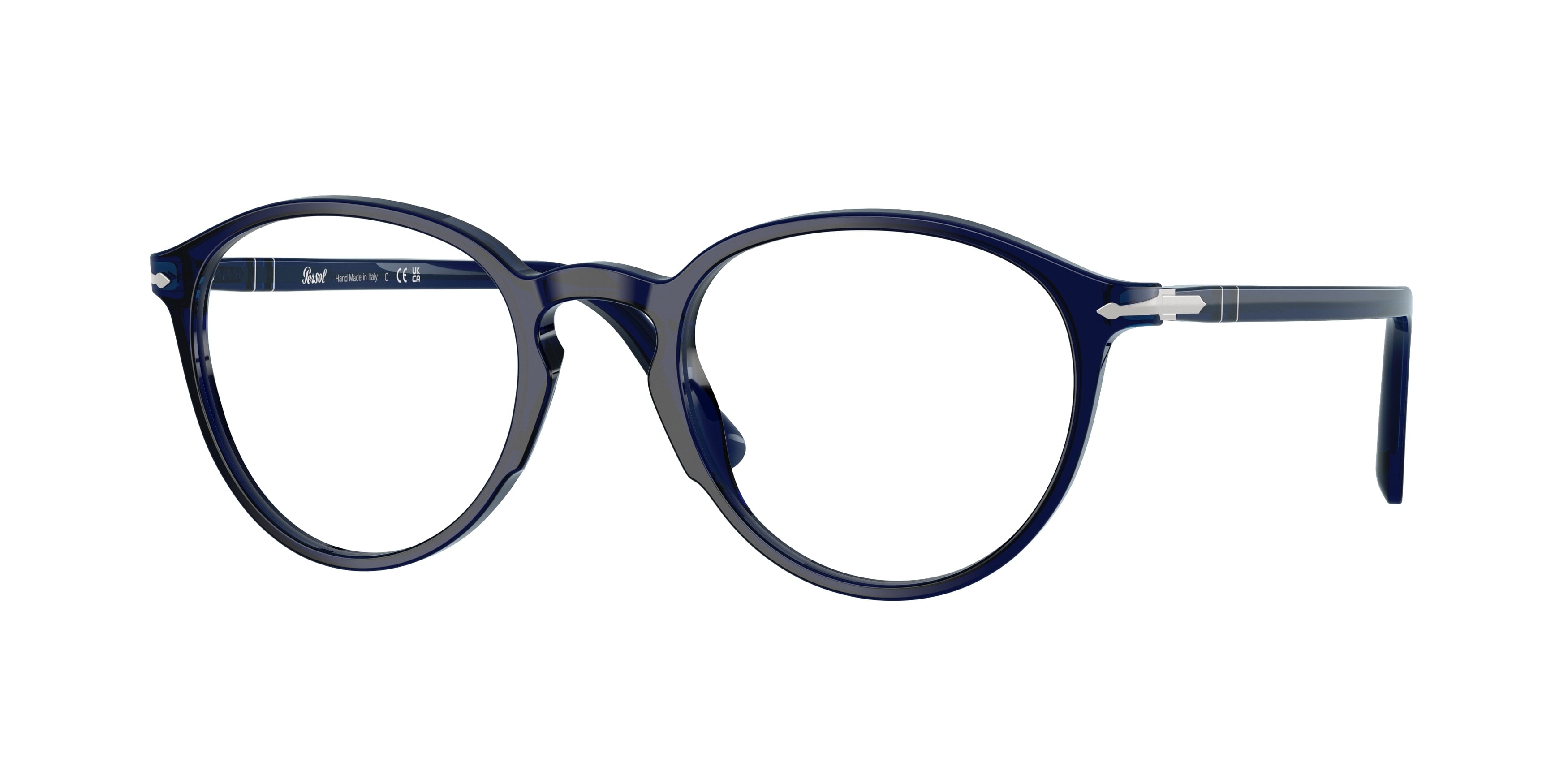 Persol Unisex Persol PO3218V 181 Montature da vista Acetato Blu Trasparente Pantos Normale