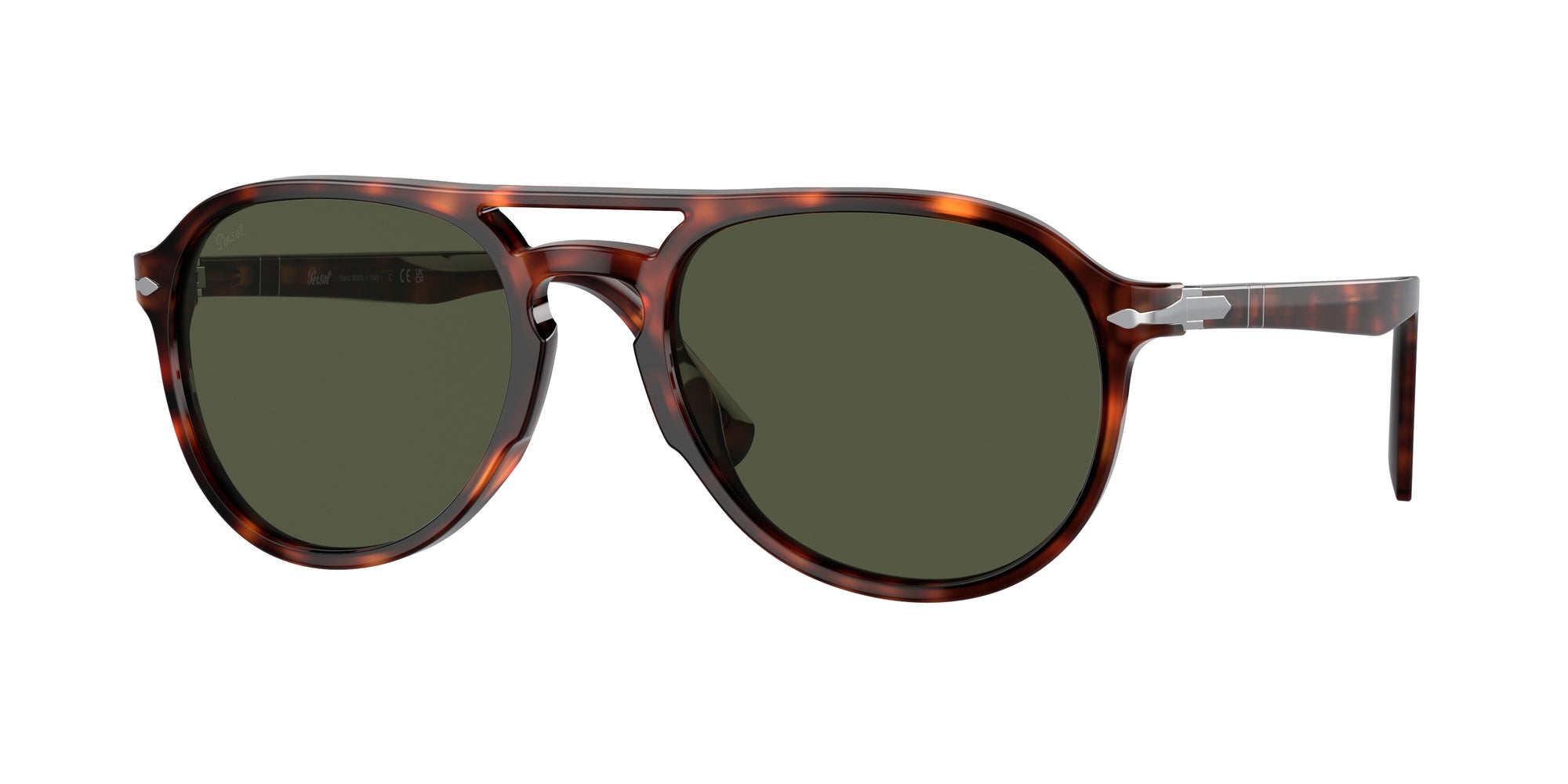 Persol Unisex Persol PO3235S EL PROFESOR SERGIO 24/31 Occhiali da sole Acetato Tartaruga Verde Pilot Normale