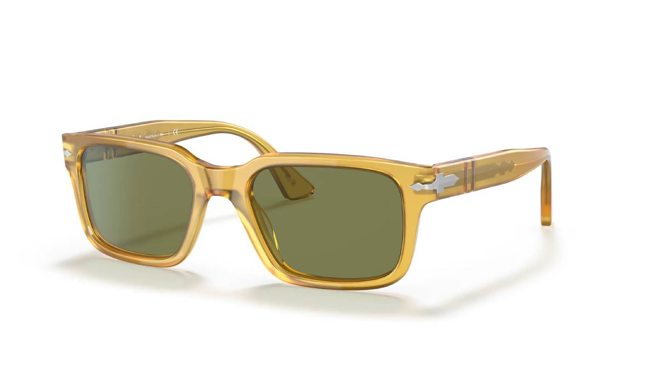 Persol Unisex Persol PO3272S 204/4E Occhiali da sole Acetato Giallo Verde Squadrata Normale