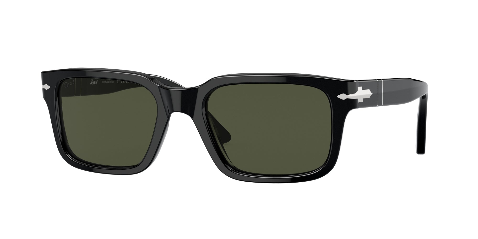 Persol Unisex Persol PO3272S 95/31 Occhiali da sole Acetato Nero Verde Squadrata Normale Persol Unisex Persol PO3272S 95/31 Occhiali da sole Acetato Nero Verde Squadrata Normale