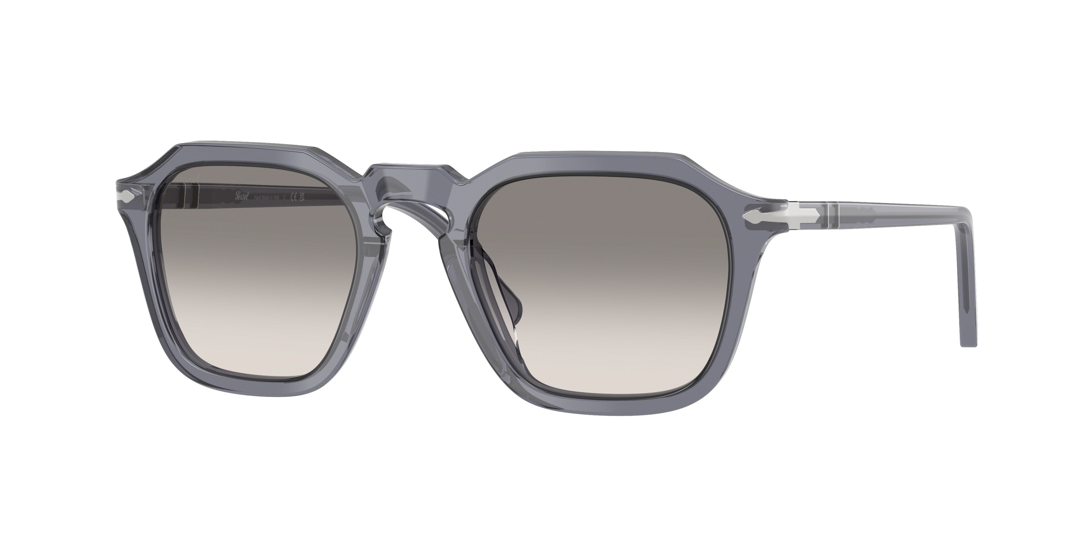 Persol Unisex Persol PO3292S 123932 Occhiali da sole Acetato Blu Grigio Squadrata Normale Sfumato