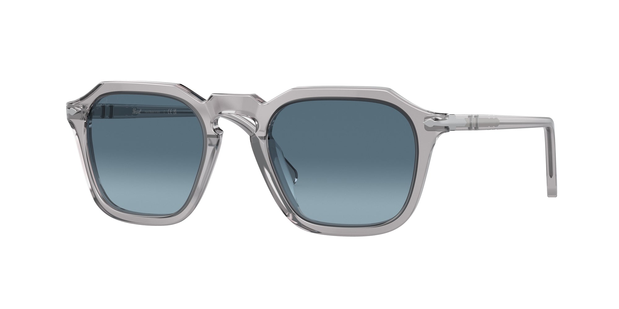 Persol Unisex Persol PO3292S 309/Q8 Occhiali da sole Acetato Grigio Blu Squadrata Normale Sfumato
