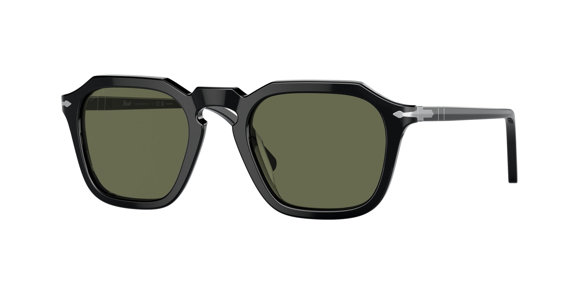 Persol Unisex Persol PO3292S 95/58 Occhiali da sole Acetato Nero Verde Squadrata Polarizzata