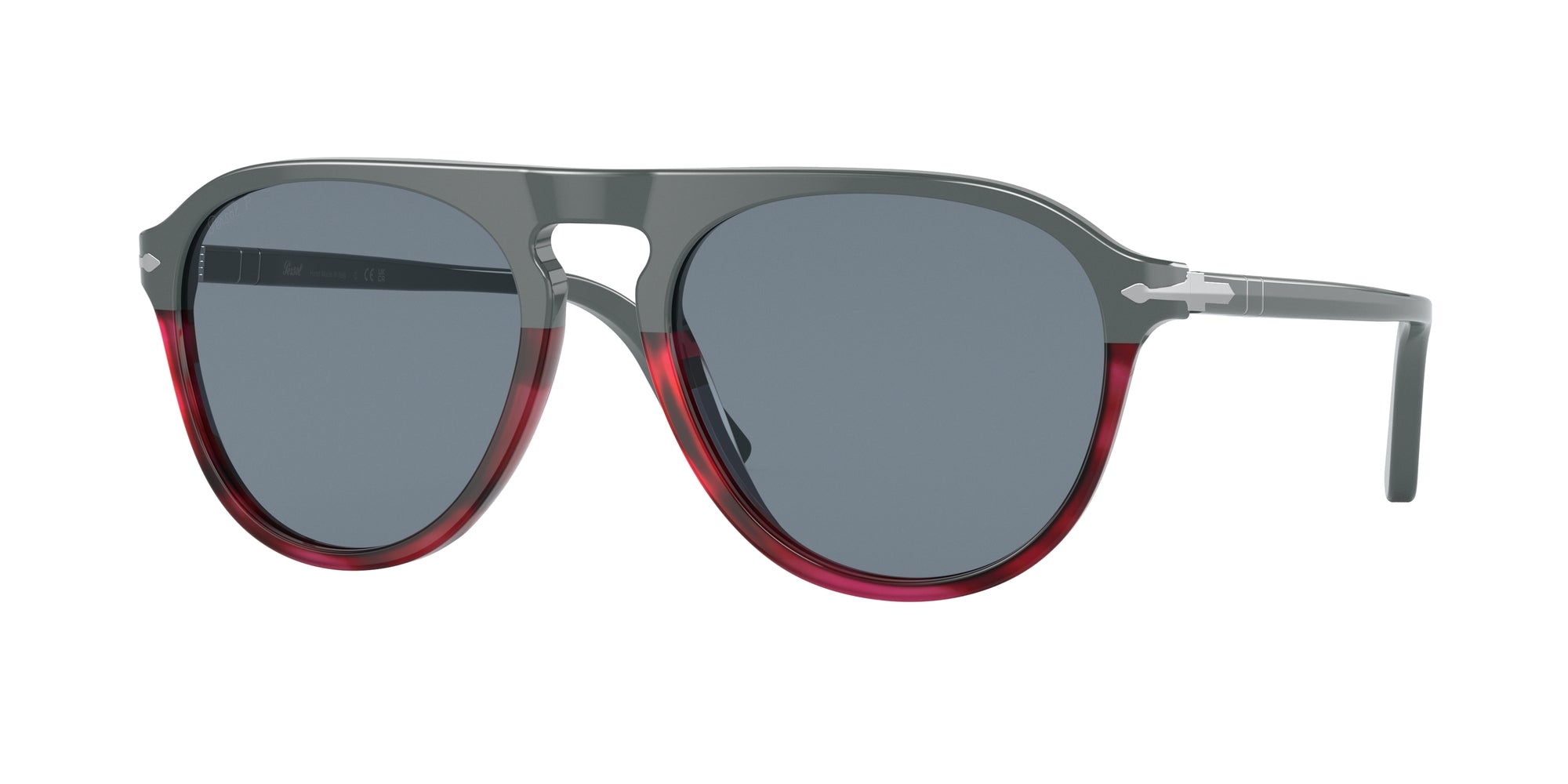 Persol Unisex Persol PO3302S 117656 Occhiali da sole Acetato Grigio Blu Pilot Normale
