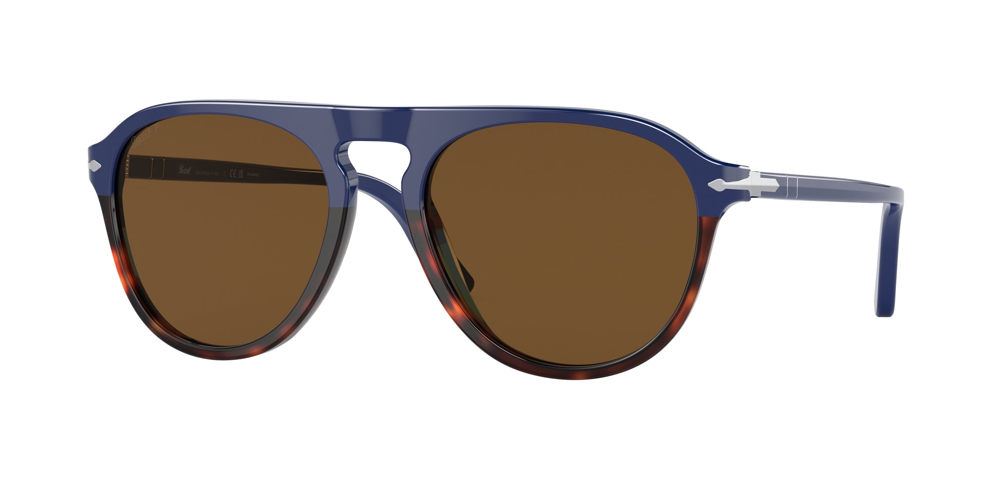 Persol Unisex Persol PO3302S 117857 Occhiali da sole Acetato Blu Marrone Pilot Polarizzata Persol Unisex Persol PO3302S 117857 Occhiali da sole Acetato Blu Marrone Pilot Polarizzata