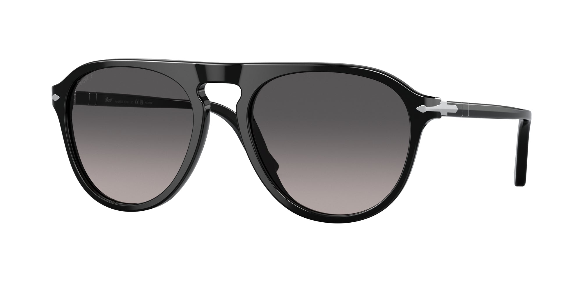 Persol Unisex Persol PO3302S 95/M3 Occhiali da sole Acetato Nero Grigio Pilot Polarizzata Sfumato