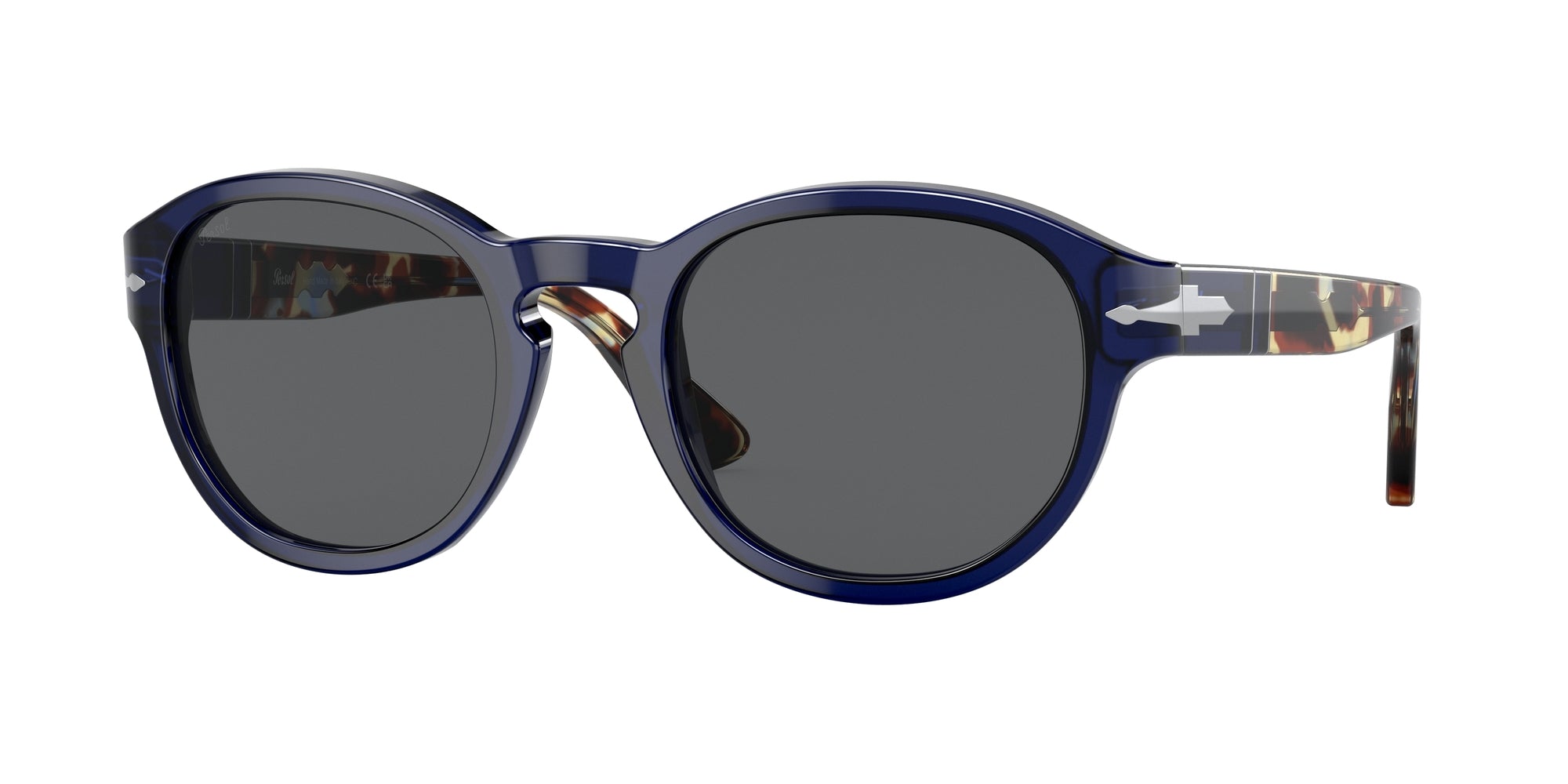 Persol Unisex Persol PO3304S 1183B1 Occhiali da sole Acetato Blu Grigio scuro Rotonda