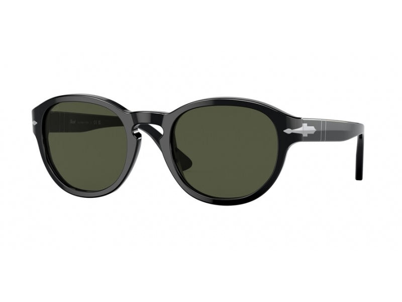 Persol Unisex Persol PO3304S 95/31 Occhiali da sole Acetato Nero Verde Rotonda Normale Persol Unisex Persol PO3304S 95/31 Occhiali da sole Acetato Nero Verde Rotonda Normale