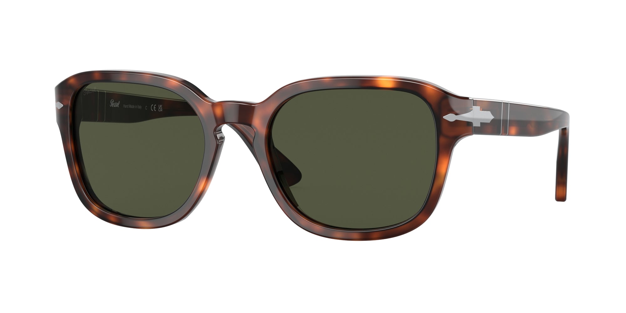 Persol Unisex Persol PO3305S 24/31 Occhiali da sole Acetato Havana Verde Rotonda