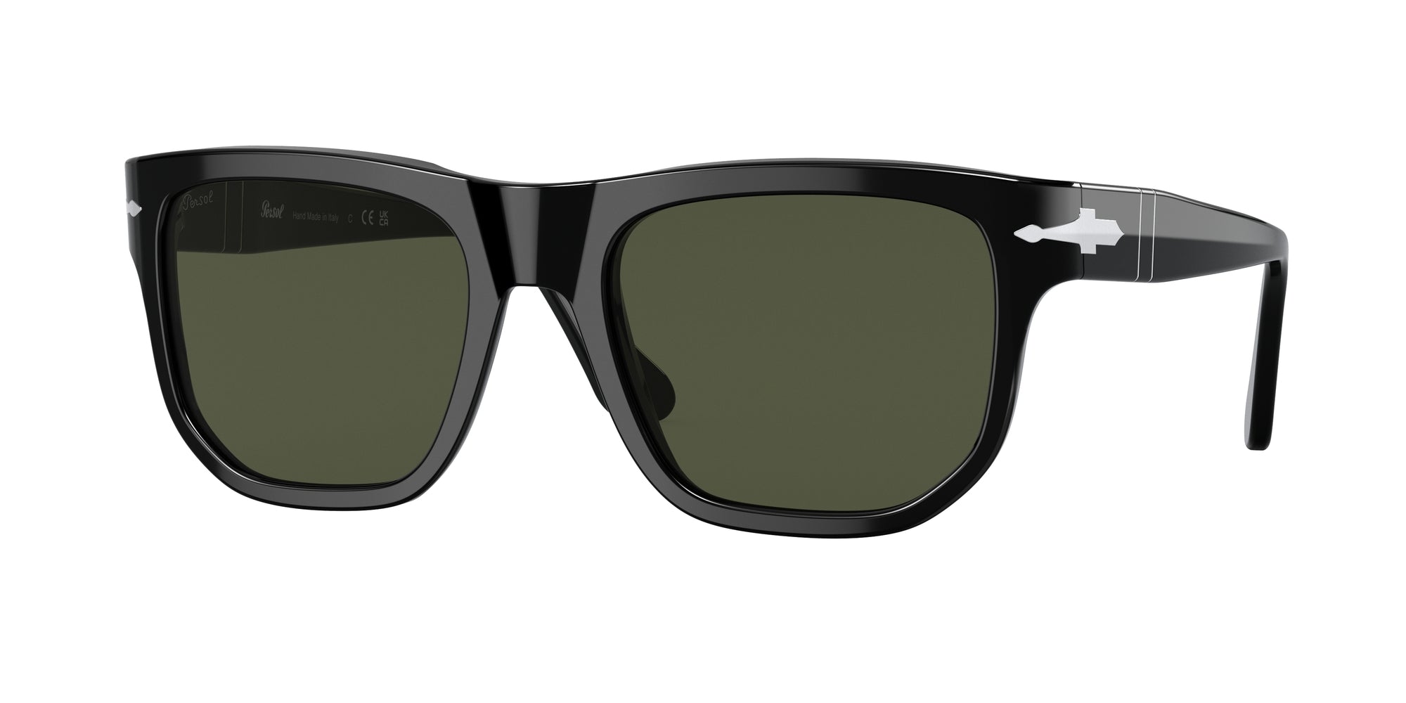 Persol Unisex Persol PO3306S 95/31 Occhiali da sole Acetato Nero Verde Squadrata Normale