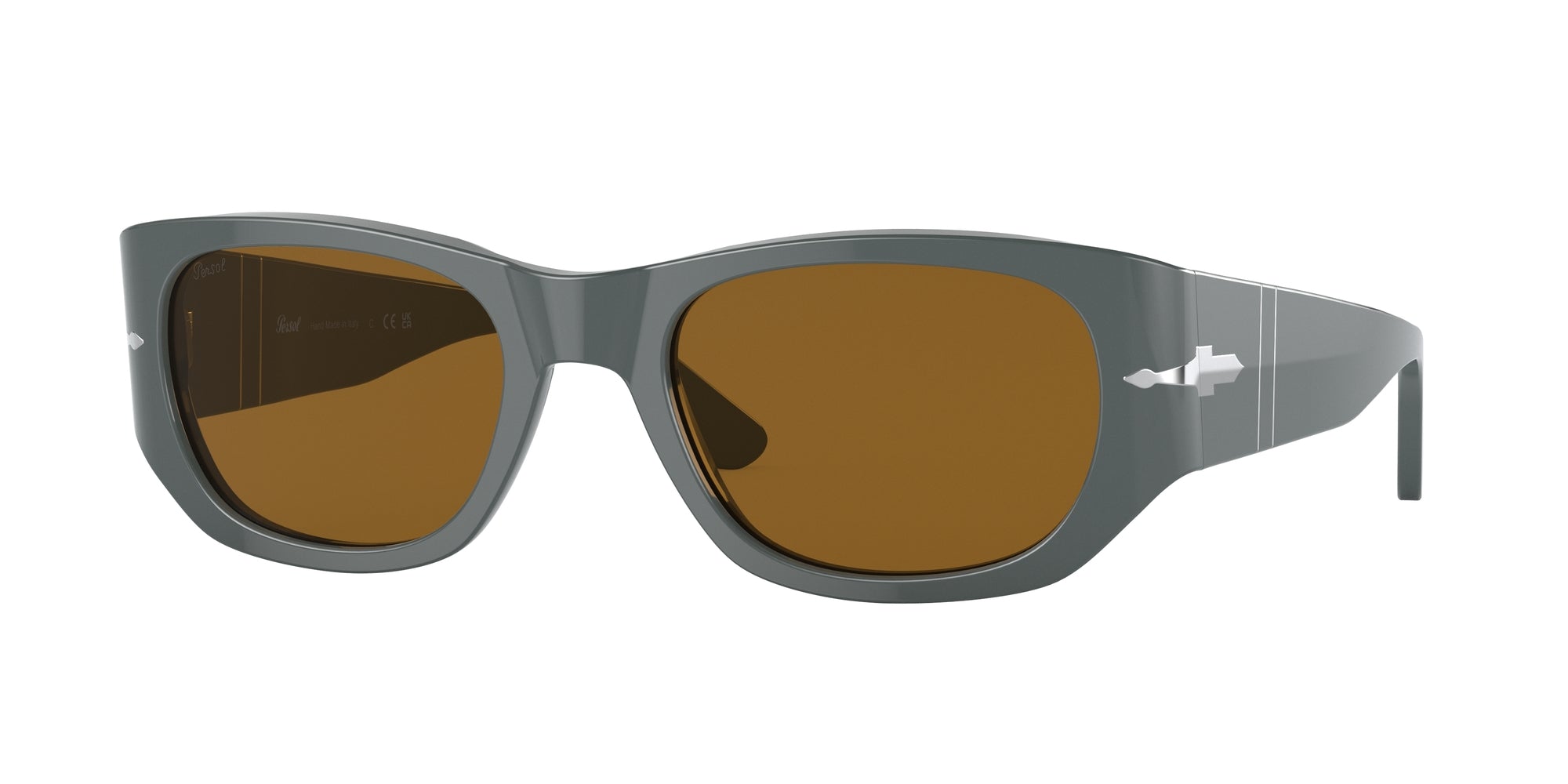 Persol Unisex Persol PO3307S 117333 Occhiali da sole Acetato Grigio Marrone Pillow Normale