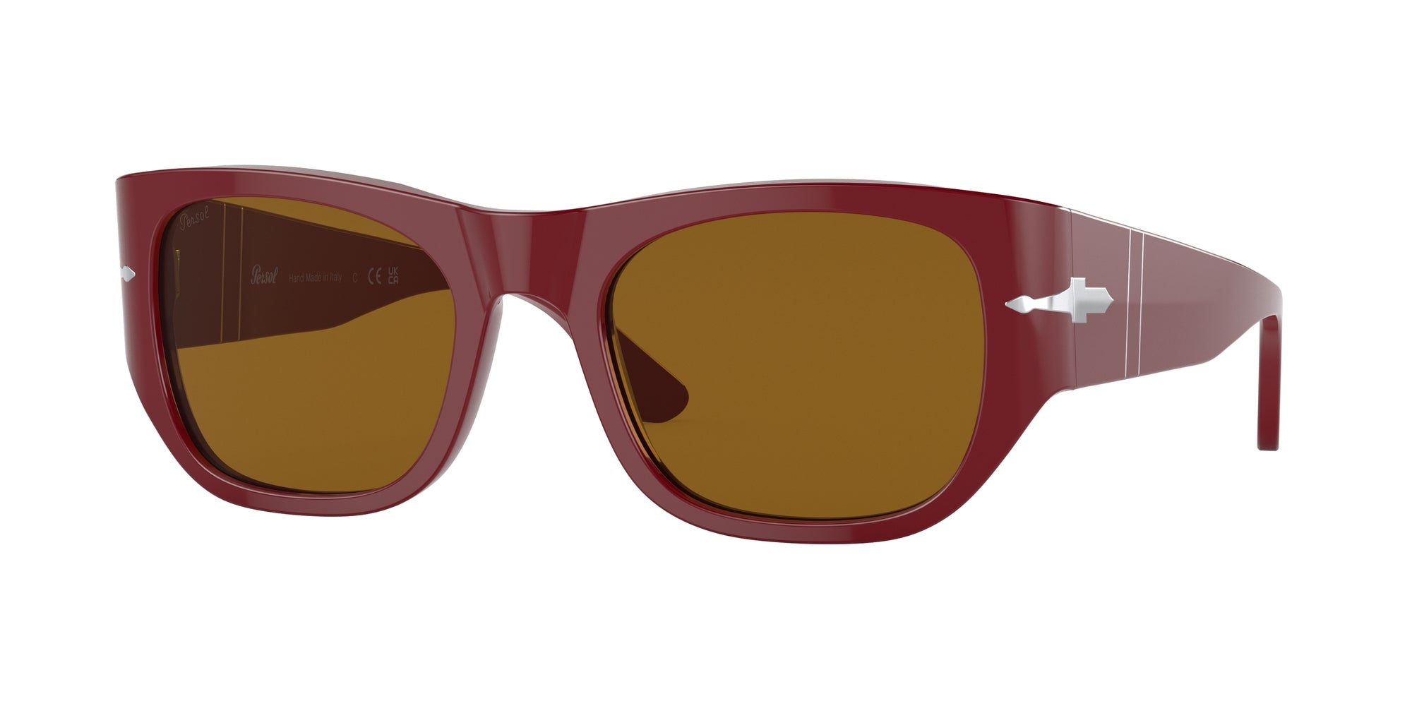 Persol Unisex Persol PO3308S 117233 Occhiali da sole Acetato Bordeaux Marrone Squadrata
