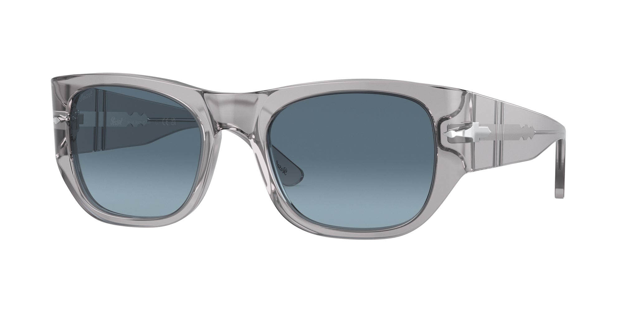 Persol Unisex Persol PO3308S 309/Q8 Occhiali da sole Acetato Grigio Blu Squadrata Normale Sfumato
