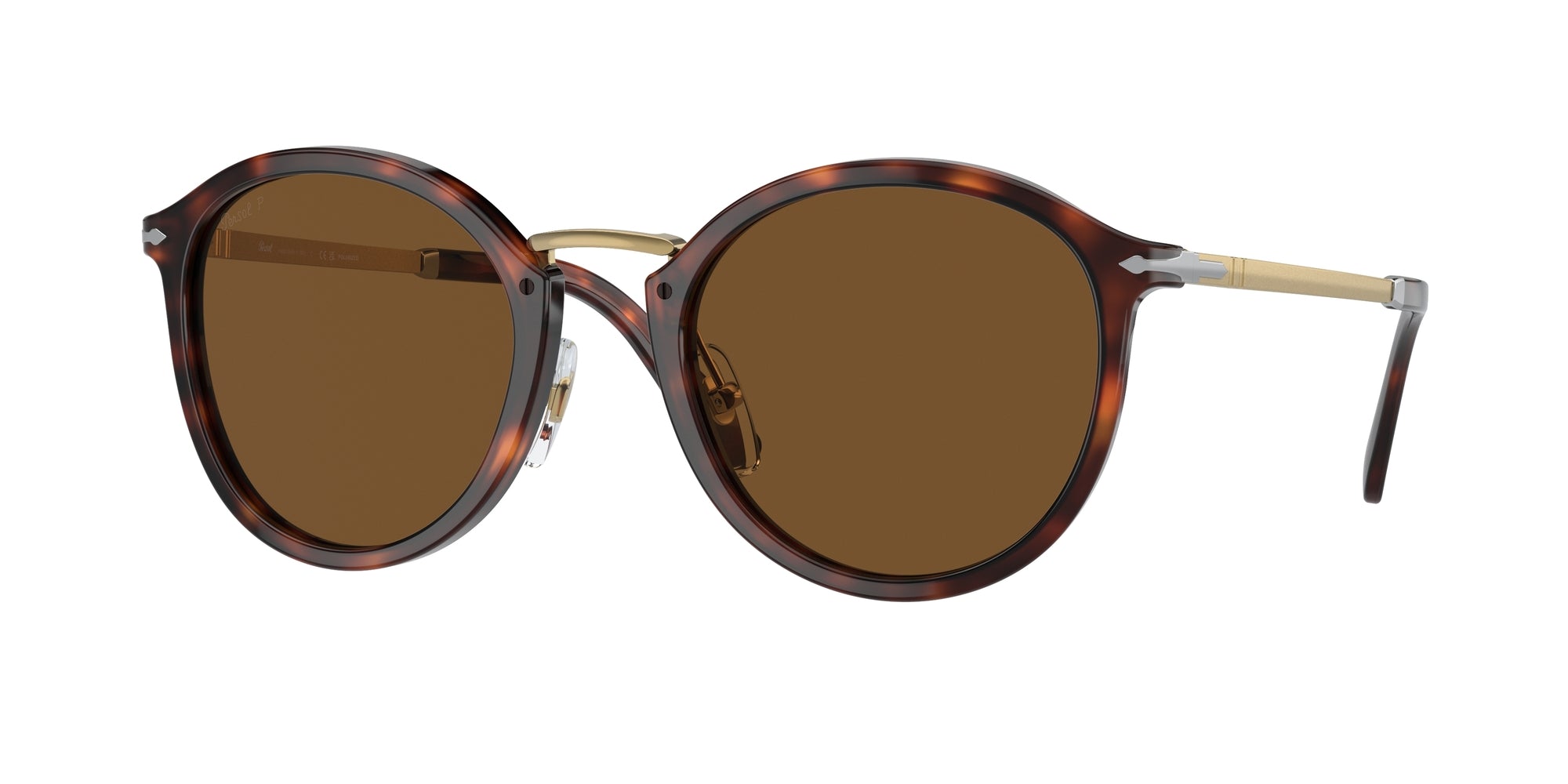 Persol Unisex Persol PO3309S 24/57 Occhiali da sole Acetato Tartaruga Marrone Rotonda Polarizzata