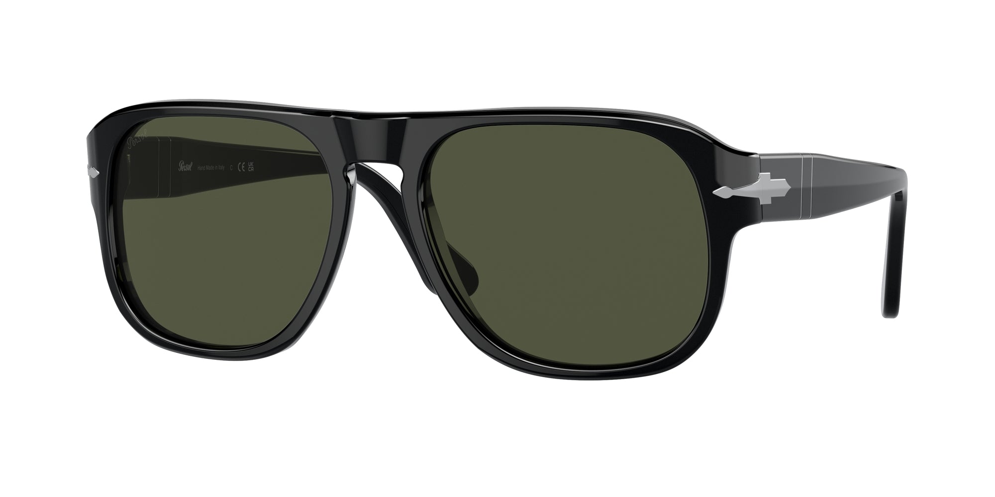 Persol Unisex Persol PO3310S JEAN 95/31 Occhiali da sole Acetato Nero Verde Squadrata Normale Persol Unisex Persol PO3310S JEAN 95/31 Occhiali da sole Acetato Nero Verde Squadrata Normale