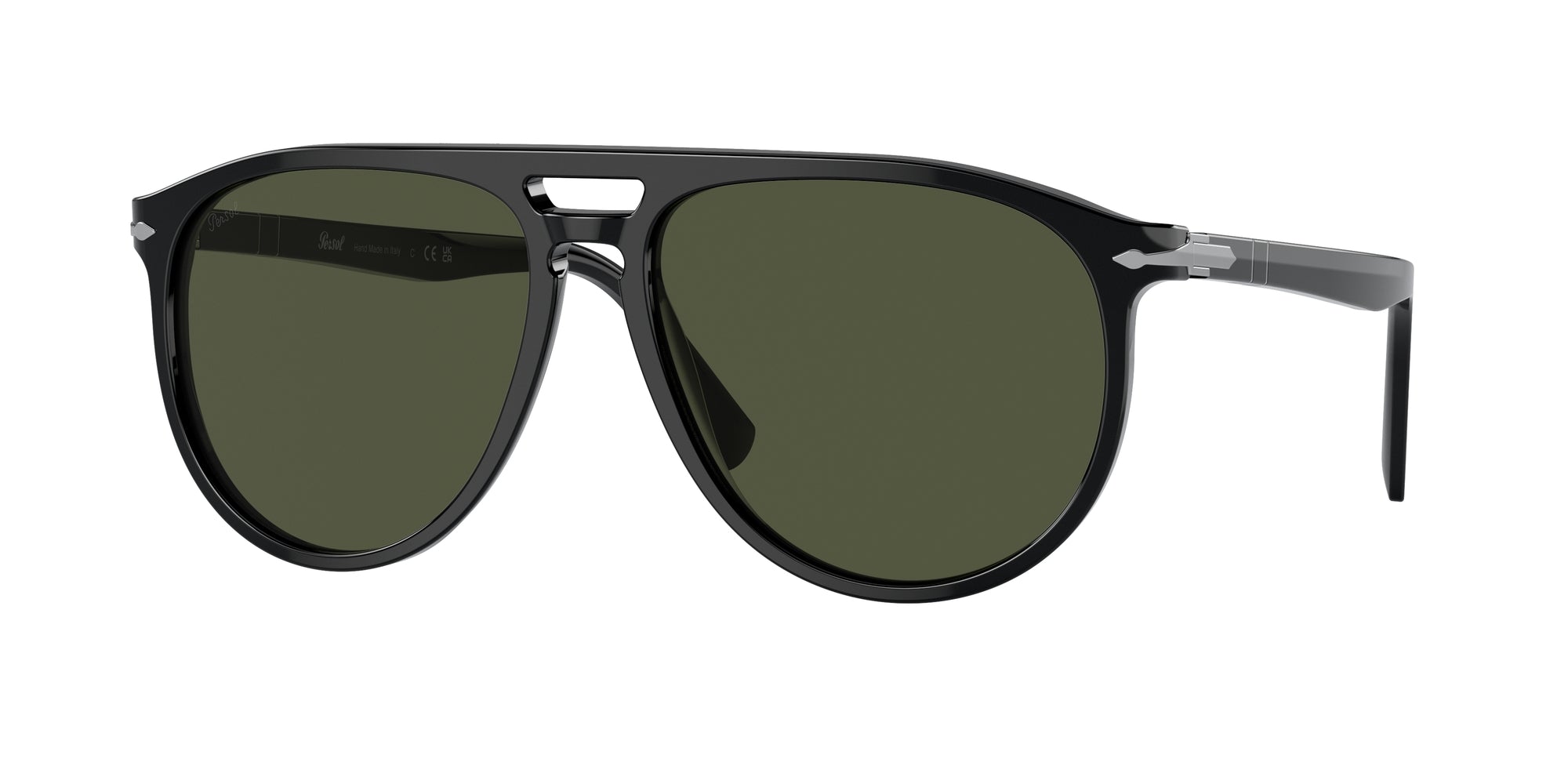 Persol Unisex Persol PO3311S 95/31 Occhiali da sole Acetato Nero Verde Pilot Normale Persol Unisex Persol PO3311S 95/31 Occhiali da sole Acetato Nero Verde Pilot Normale
