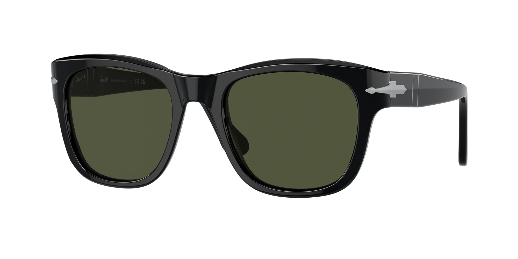 Persol Unisex Persol PO3313S 95/31 Occhiali da sole Acetato Nero Verde Squadrata Normale Persol Unisex Persol PO3313S 95/31 Occhiali da sole Acetato Nero Verde Squadrata Normale