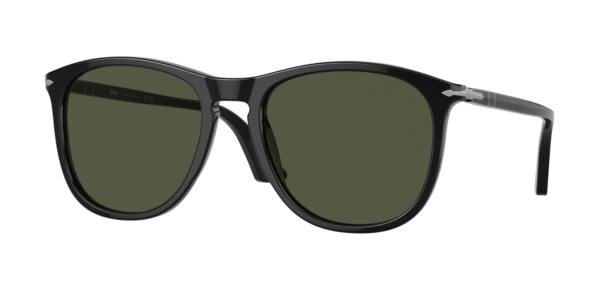 Persol Unisex Persol PO3314S 95/31 Occhiali da sole Acetato Nero Verde Pillow Normale Persol Unisex Persol PO3314S 95/31 Occhiali da sole Acetato Nero Verde Pillow Normale