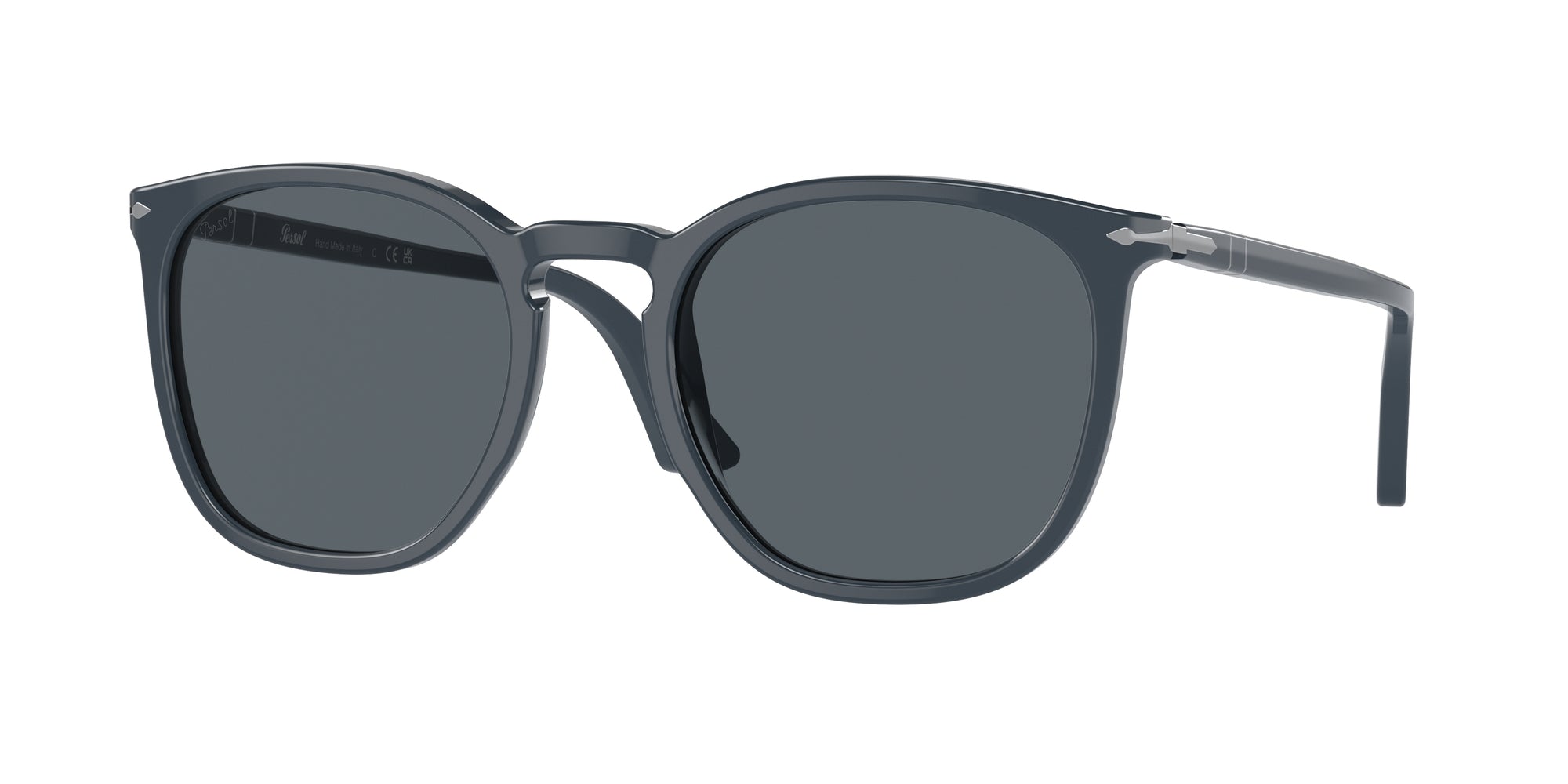 Persol Unisex Persol PO3316S 1186R5 Occhiali da sole Acetato Blu Blu Rotonda Normale