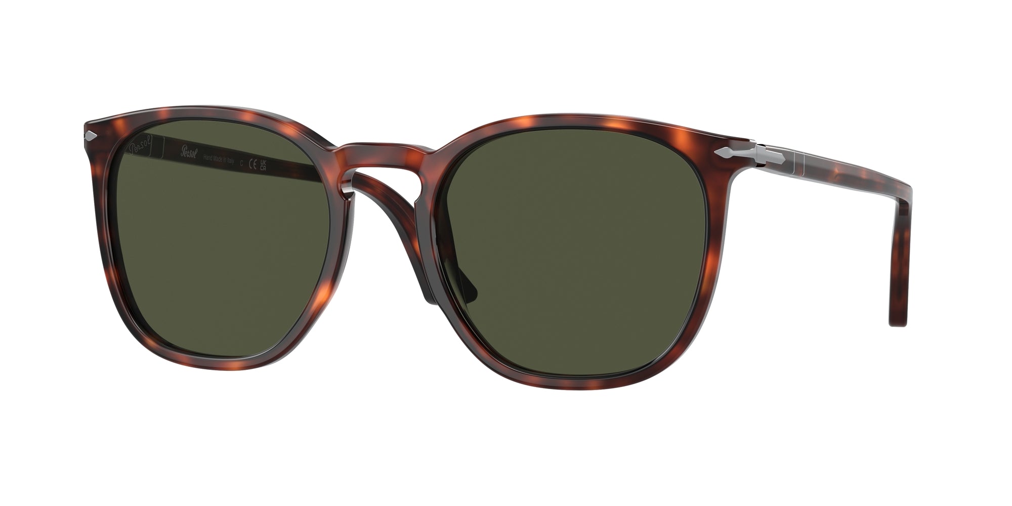 Persol Unisex Persol PO3316S 24/31 Occhiali da sole Acetato Tartaruga Verde Rotonda Normale