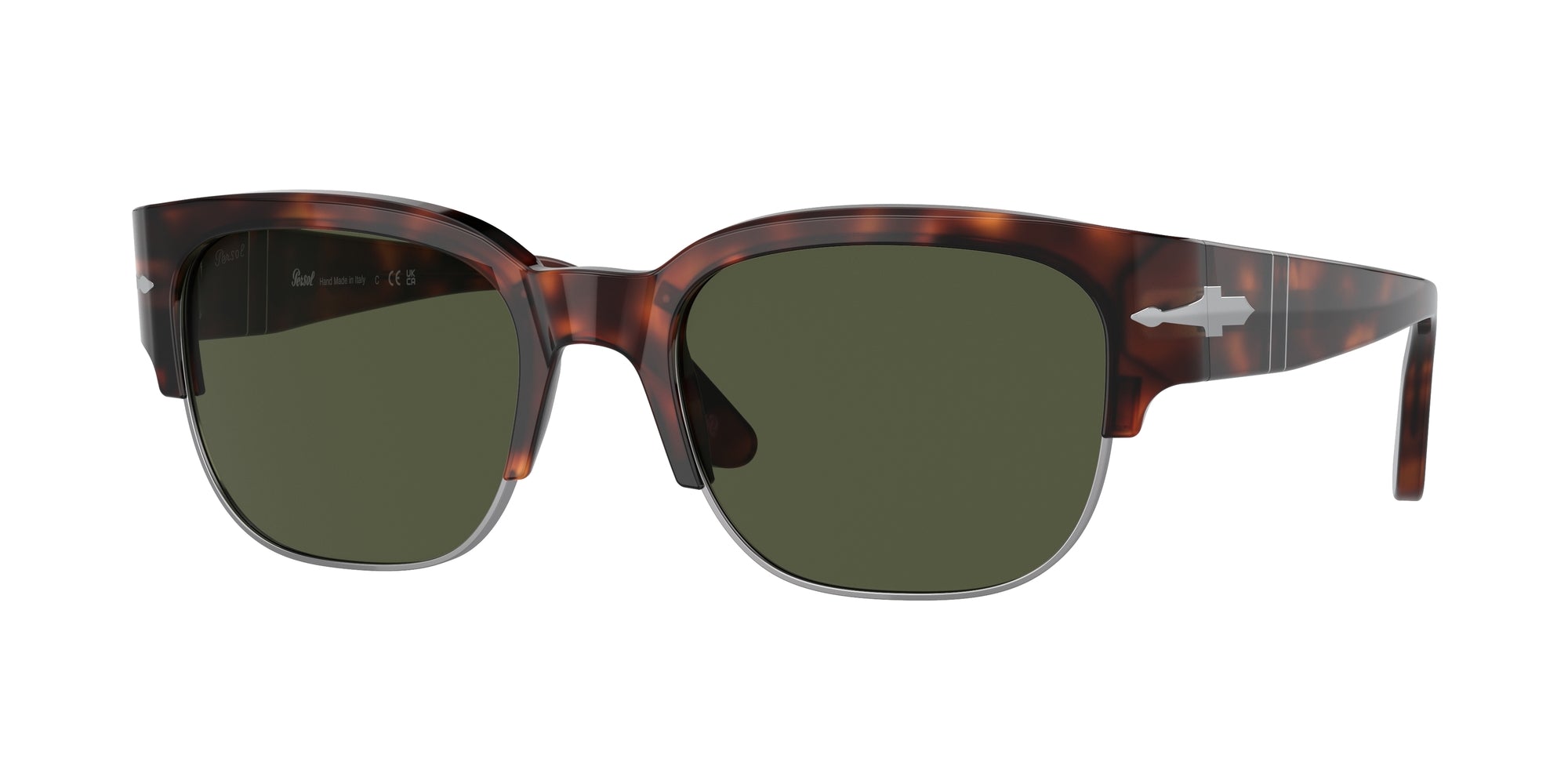 Persol Unisex Persol PO3319S TOM 24/31 Occhiali da sole Acetato Tartaruga Verde Pillow Normale