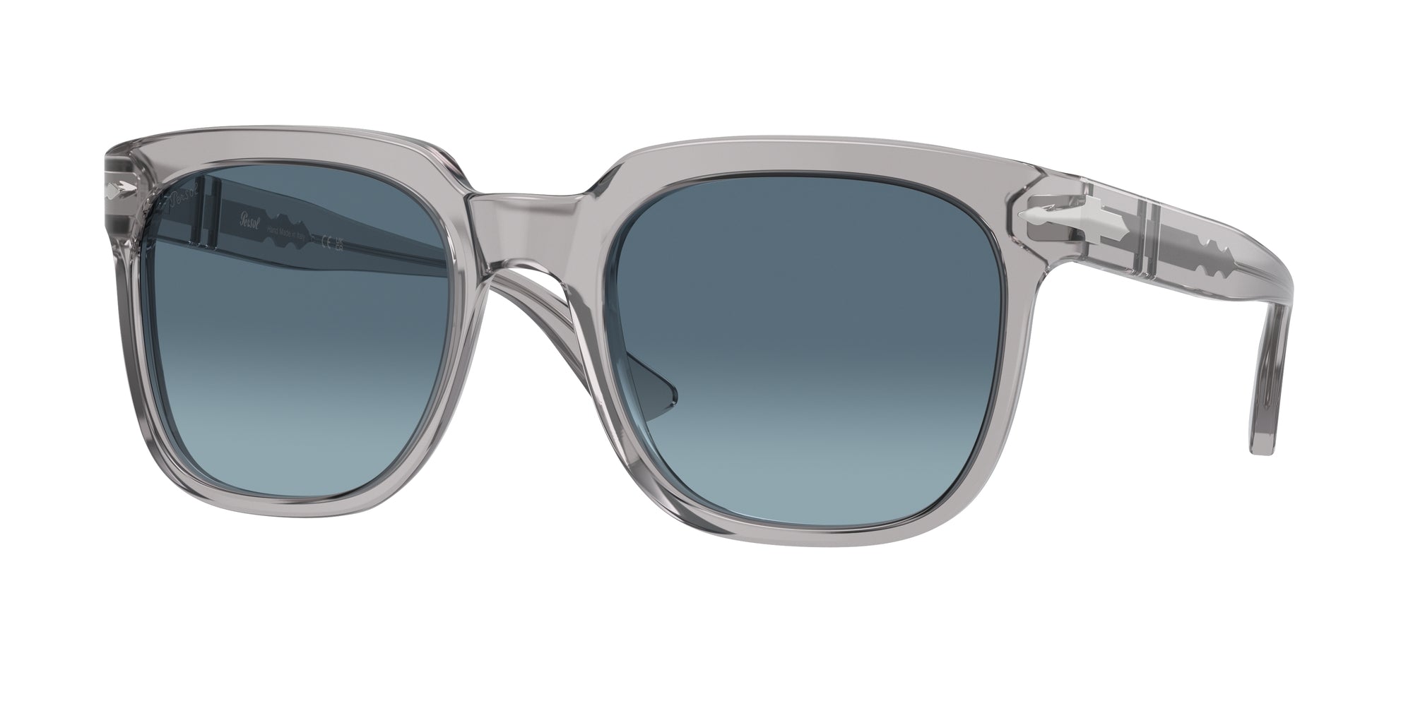 Persol Unisex Persol PO3323S 309/Q8 Occhiali da sole Acetato Grigio Blu Squadrata Normale Sfumato