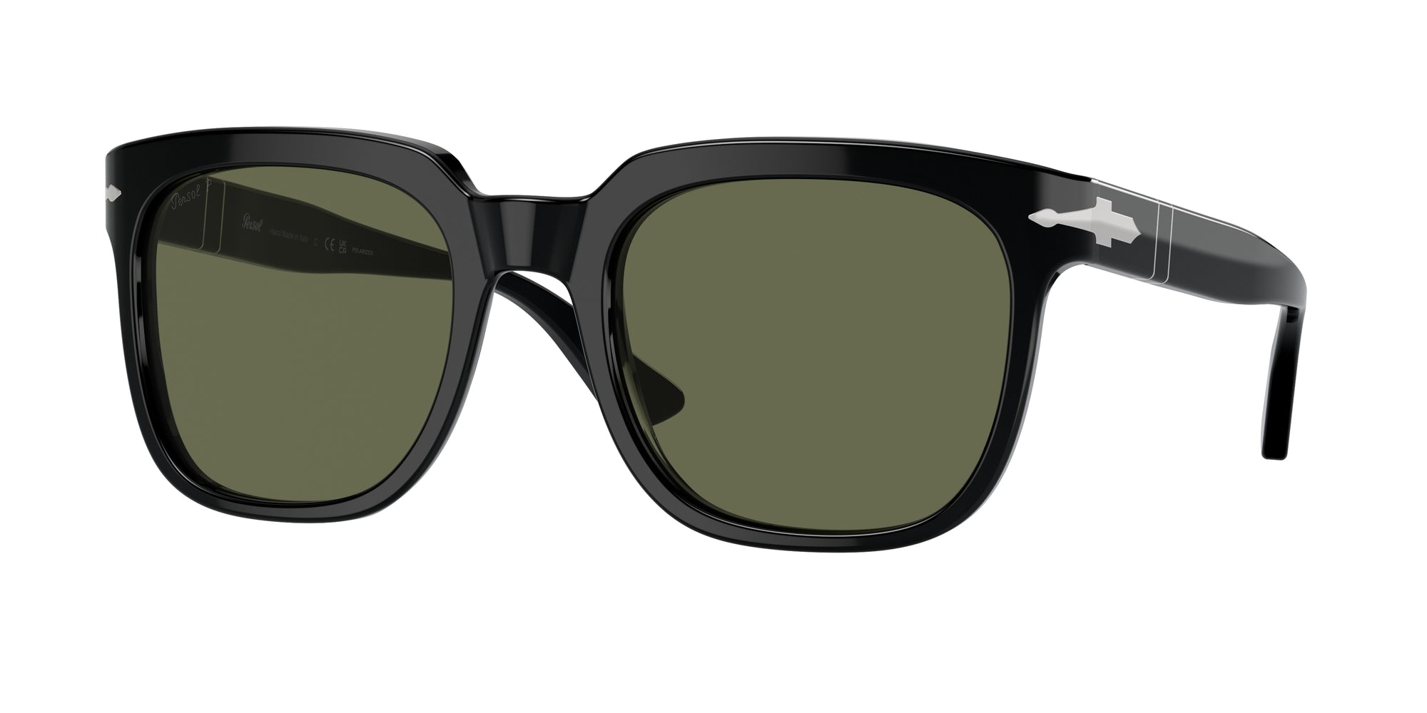 Persol Unisex Persol PO3323S 95/58 Occhiali da sole Acetato Nero Verde Squadrata Polarizzata