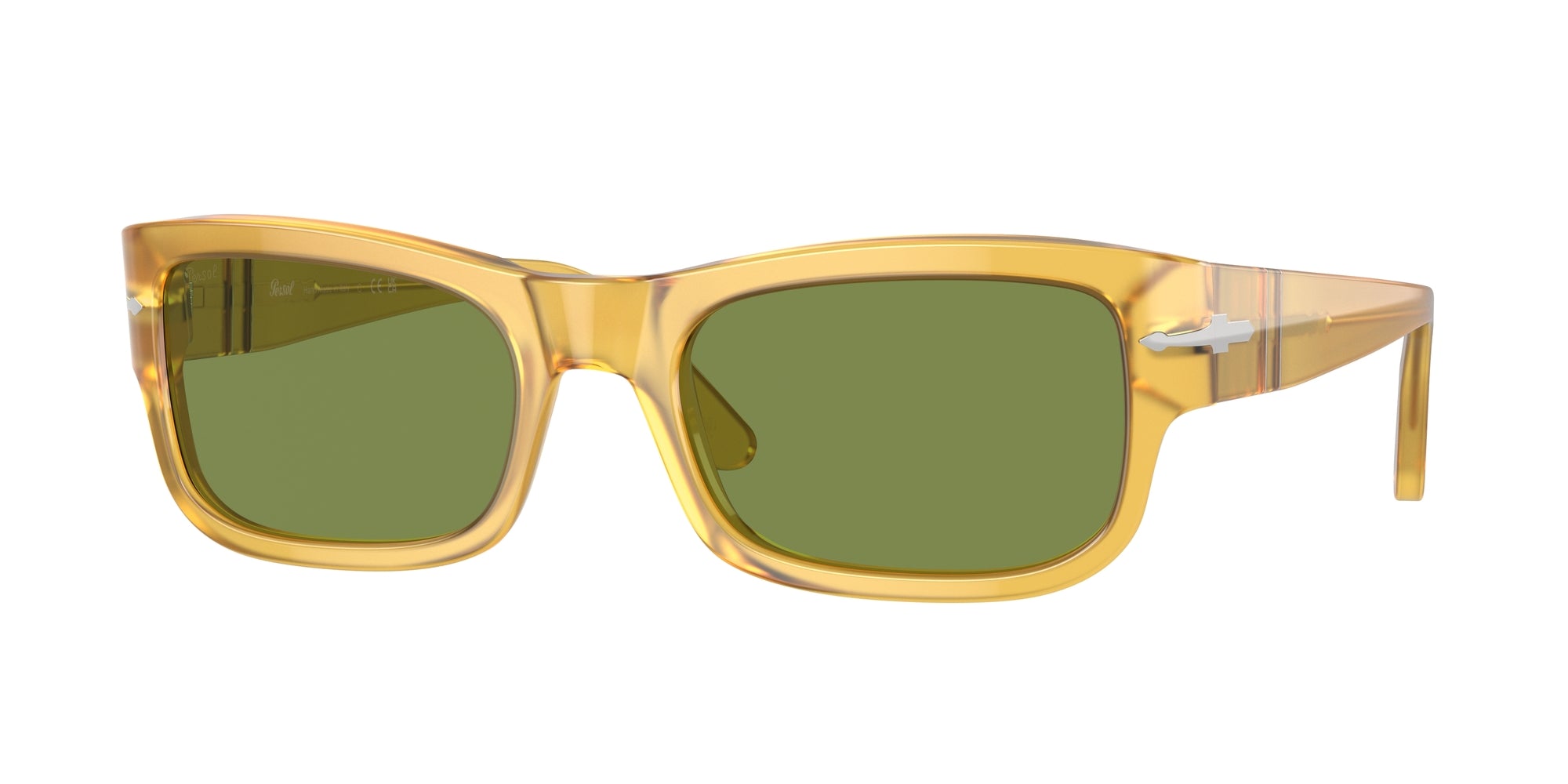 Persol Unisex Persol PO3326S 204/4E Occhiali da sole Acetato Giallo Verde Squadrata Normale