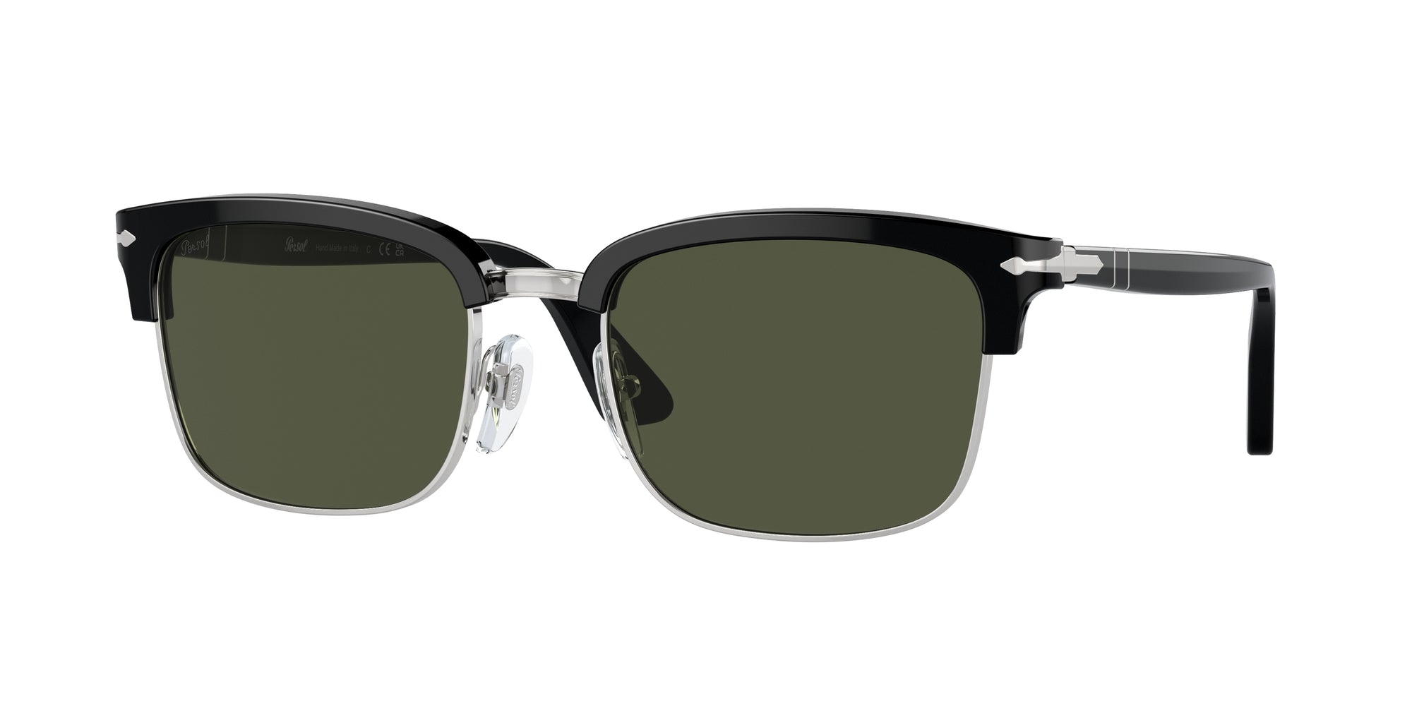 Persol Unisex Persol PO3327S 95/31 Occhiali da sole Acetato Nero Verde Squadrata Normale