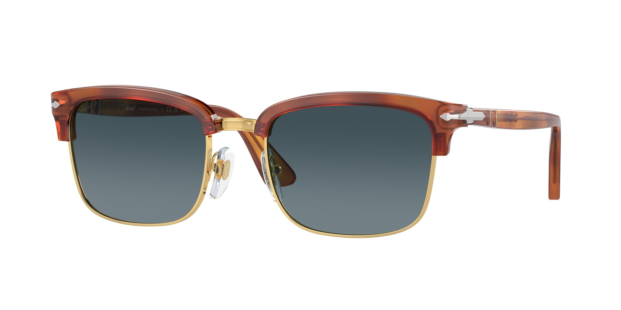 Persol Unisex Persol PO3327S 96/S3 Occhiali da sole Acetato Tartaruga Blu Squadrata Polarizzata Sfumato